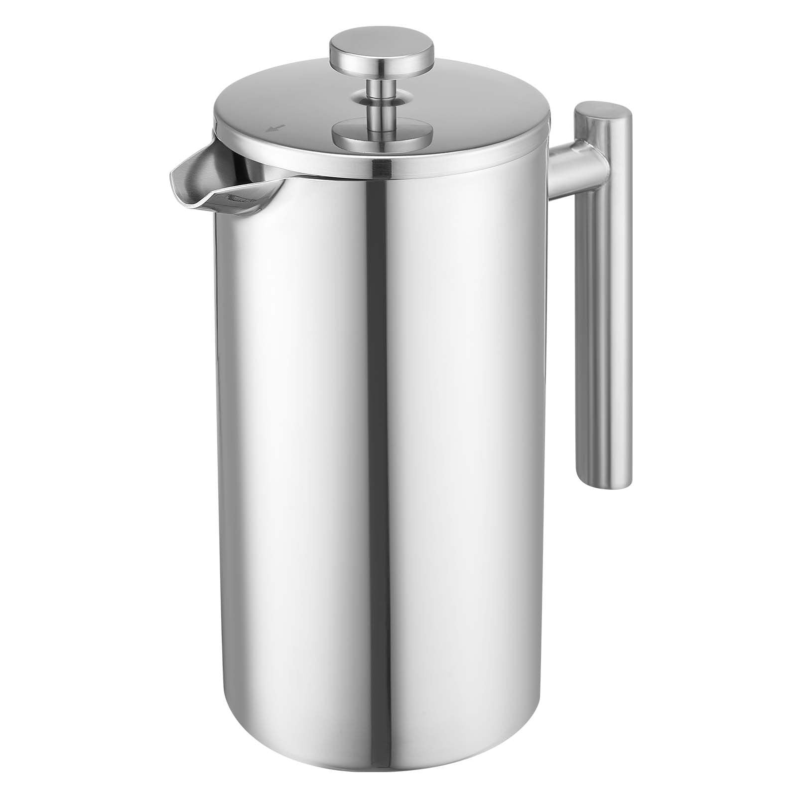 VEVOR French Press Coffee Maker, 1.5 Liter Stainless Steel Coffee Press Tea Maker with Filter, Large Double Wall Insulated French Presses Cold Brew for Camping Travel Home Kitchen, Silver