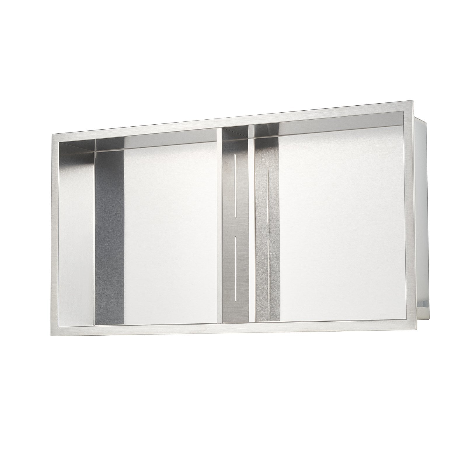 VEVOR Shower Niche, 33.0 x 63.5 x 10.2 cm Recessed Wall Niche Double-layer, with Hollowed-out Divider, Heavy-duty Stainless Steel Modern Shampoo Storage Organizer, Waterproof, Silver for Bathroom