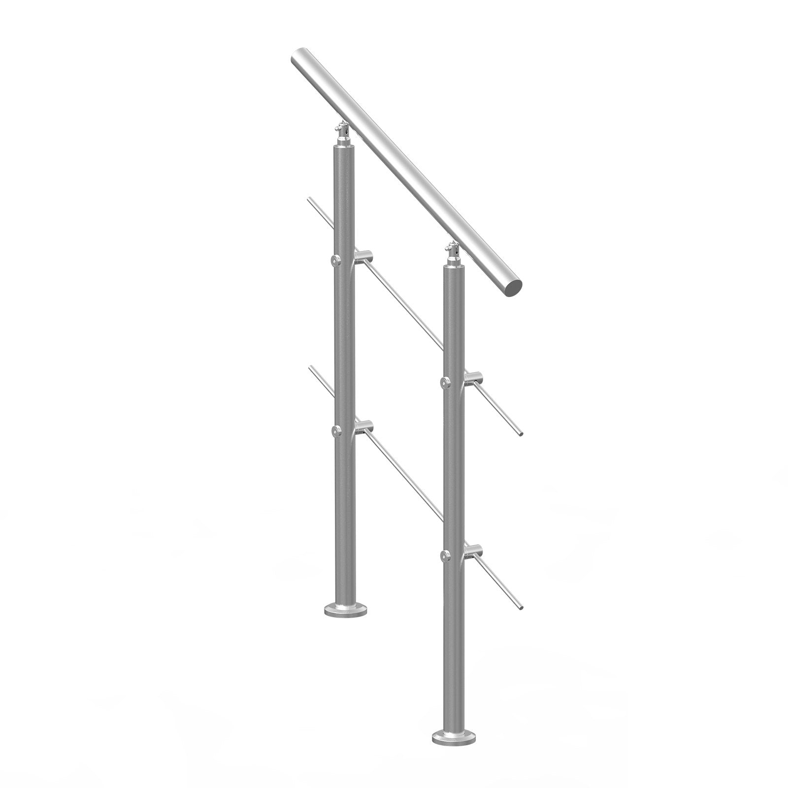 VEVOR Handrails for Outdoor Steps, 31.5in Length 2 Crossbars Stair Hand Rail Kit, Transitional Stainless Steel Railings w/ Installation Kit, Double-column Staircase Handrails for Seniors,Porch & Deck