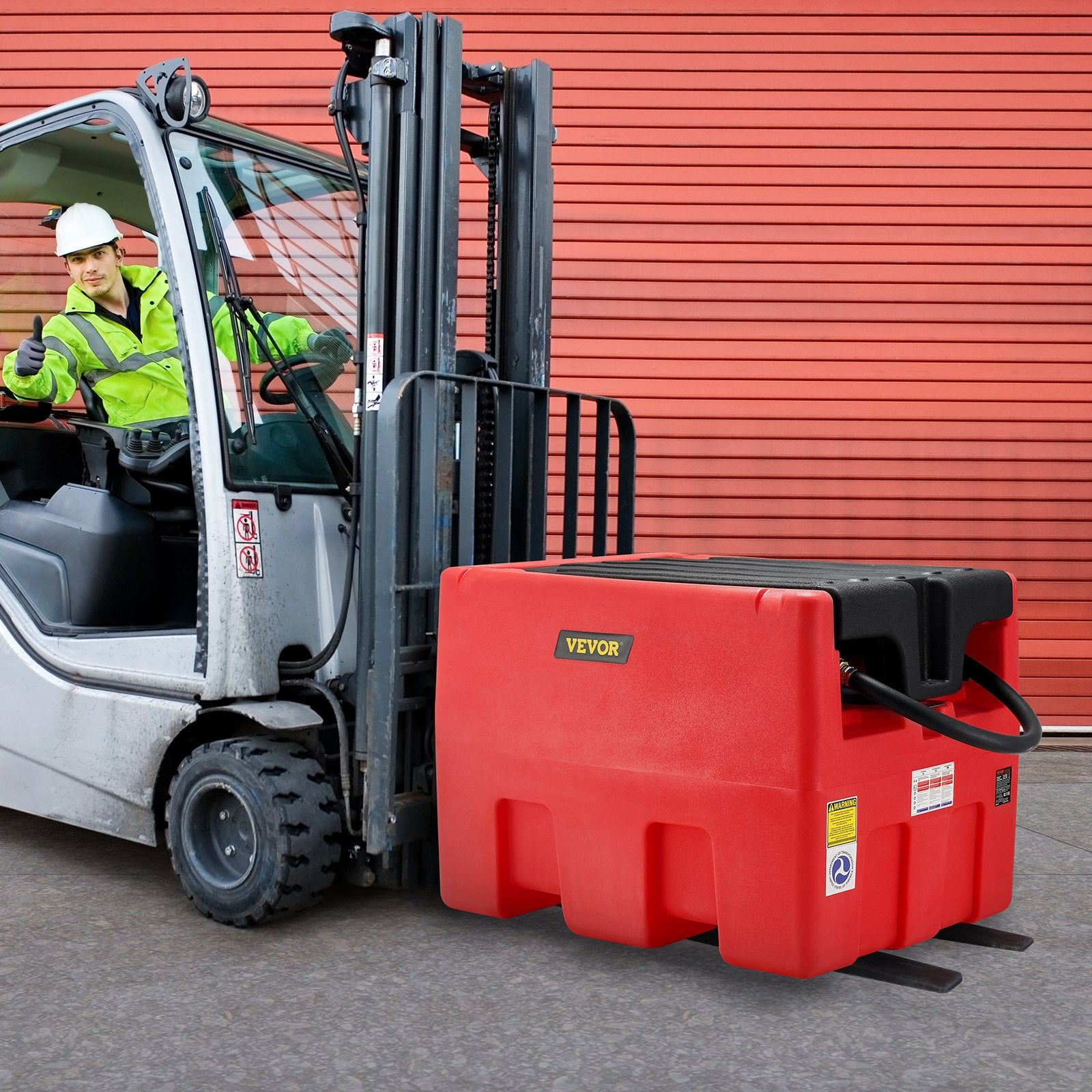 VEVOR Portable Diesel & Gasoline Tank, 182L, 10.6 GPM Flow Rate, Diesel Fuel Tank with Electric Transfer Pump, 4 m Hose, Auto Fueling Nozzle, Diesel Transfer Tank for Easy Fuel Transportation, Red