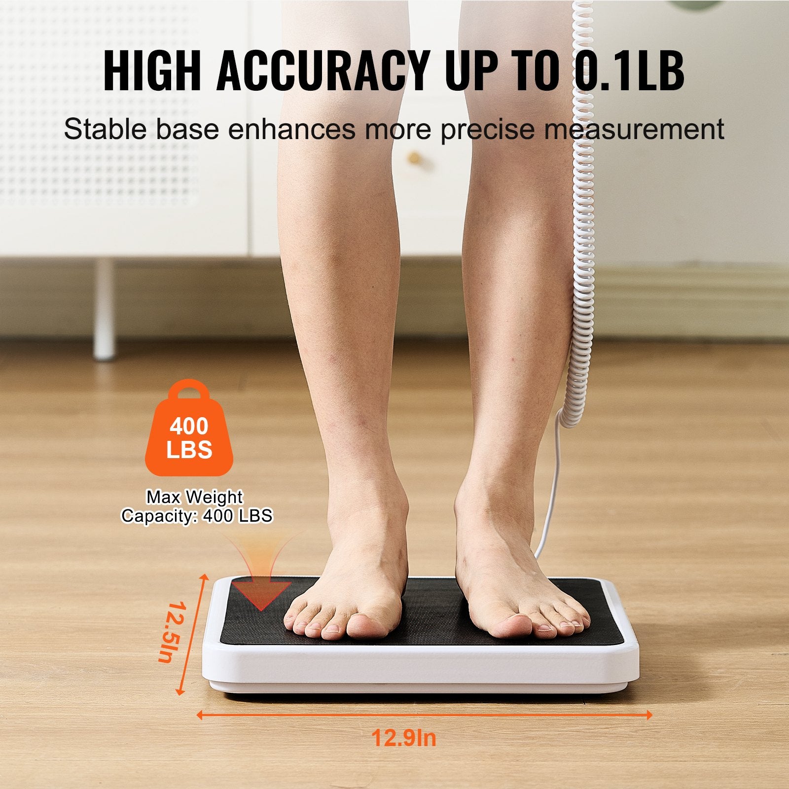 VEVOR Portable Medical Scale, Professional Digital Physician Scale for Weighing - with Anti-Slip Mat, 2 Units kg/lb , Hold & Tare Function, 400LBS Capacity Physician Wight Scale for Gym Home Hospital