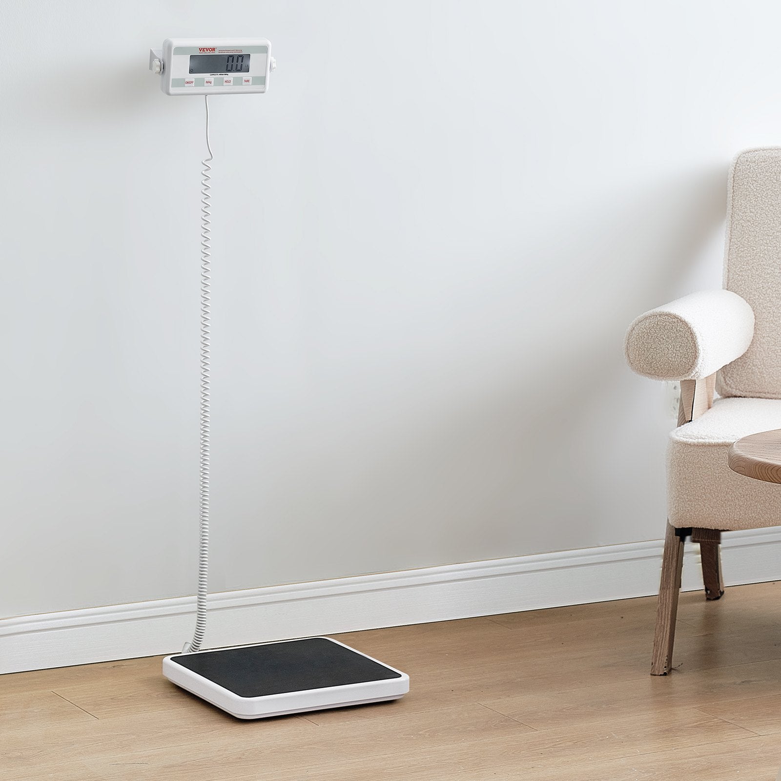 VEVOR Portable Medical Scale, Professional Digital Physician Scale for Weighing - with Anti-Slip Mat, 2 Units kg/lb , Hold & Tare Function, 400LBS Capacity Physician Wight Scale for Gym Home Hospital