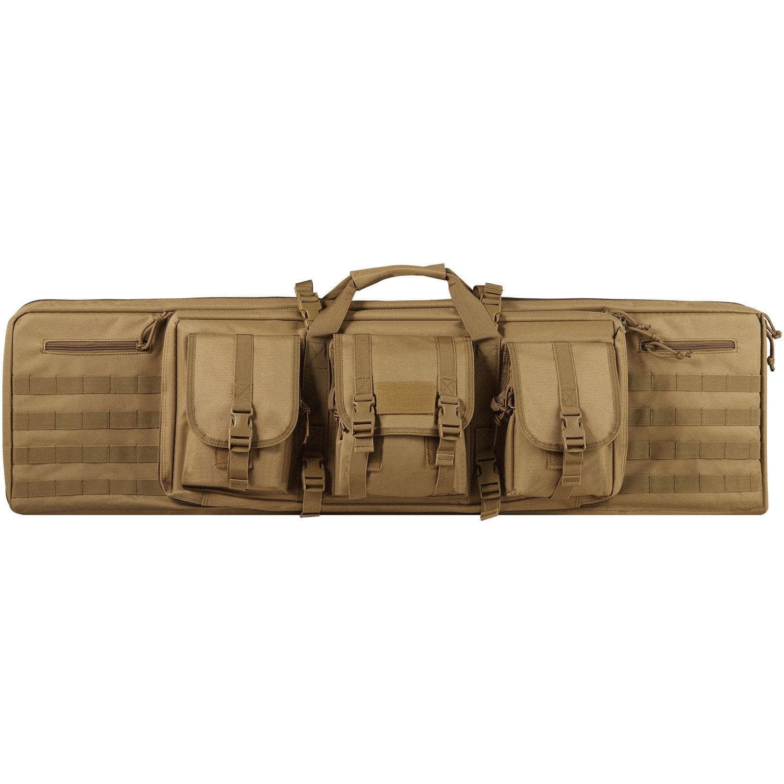 VEVOR Rifle Bag, 42 inch Tactical Double Long Gun Bag, Soft Rifle Case with Lockable Zipper, Portable Handle & Shoulder Strap, 3 Large Storage Pockets Rifle Case for Two 40" Rifles & 2 Pistols, Brown