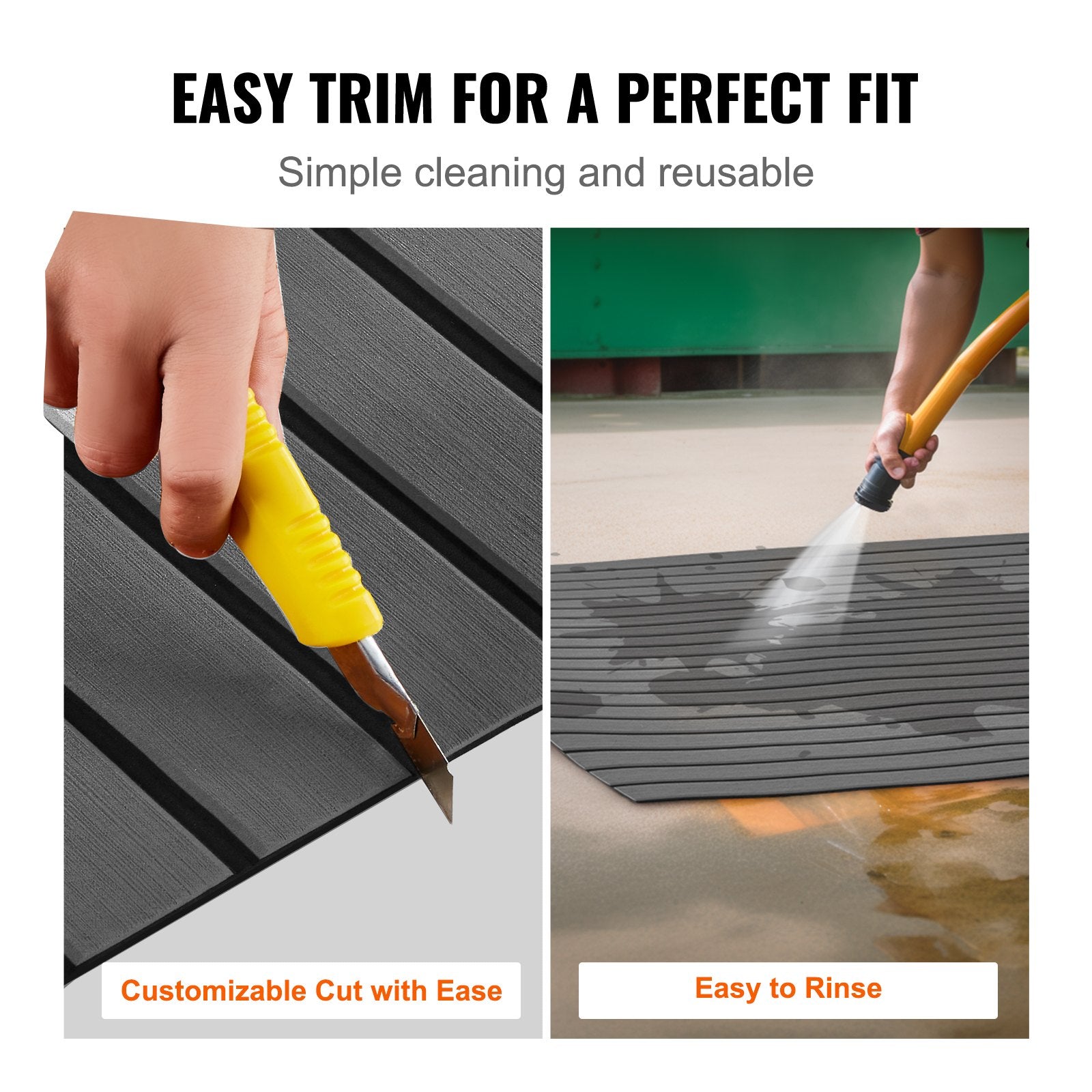 VEVOR Boat Flooring, EVA Foam Boat Decking 94.5" x 17.7", Non-Slip Self-Adhesive Flooring, 11.6 sq.ft Marine Carpet for Boats, Yacht, Pontoon, Kayak Decking