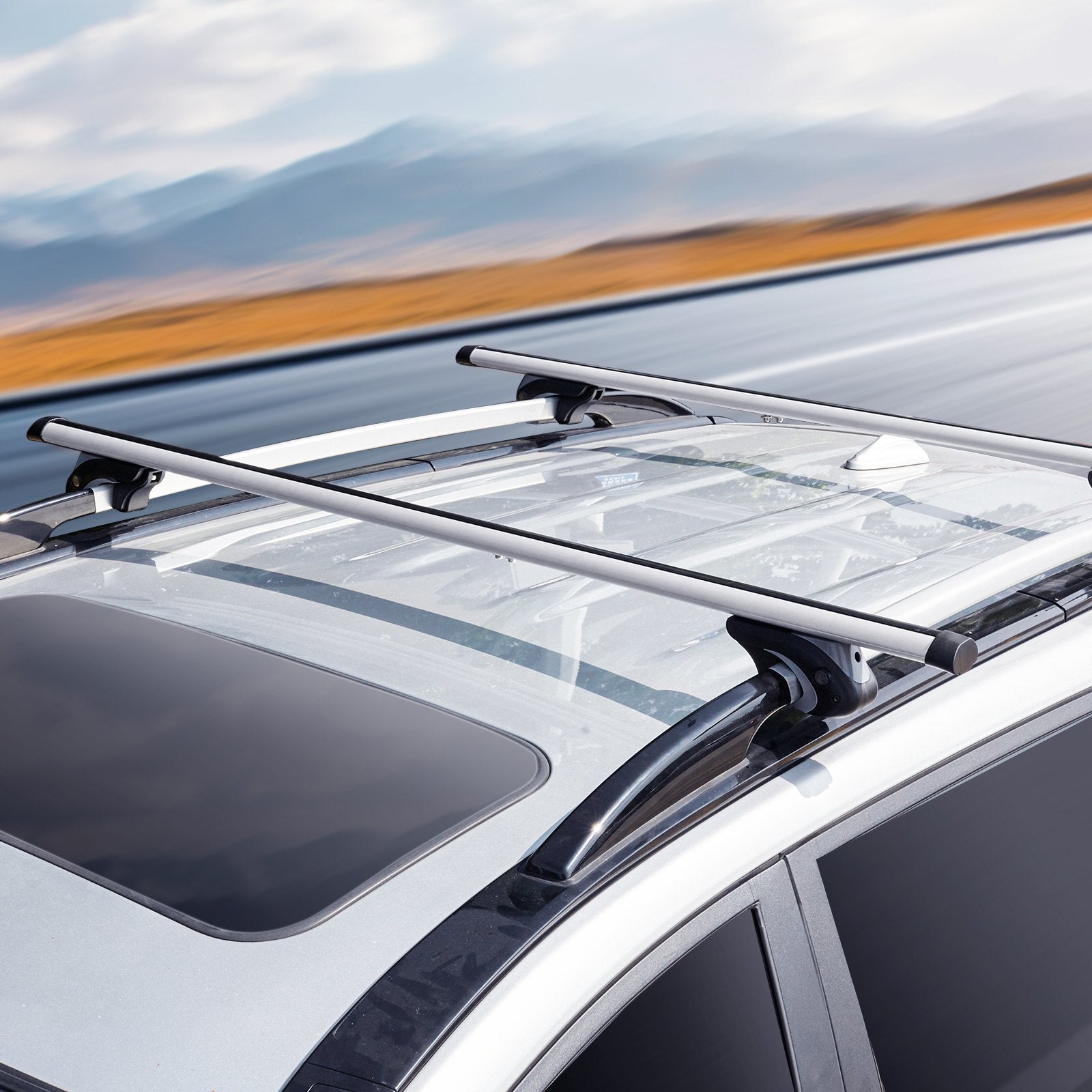 VEVOR Roof Rack Cross Bars, Aluminum Roof Rack Crossbars, Fit Raised Side Rail with Gap, 90 kg Load Capacity, Adjustable Crossbars with Locks, for SUVs, Sedans, and Vans