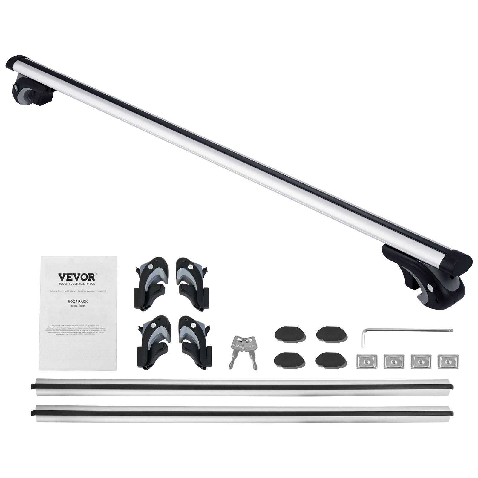 VEVOR Roof Rack Cross Bars, Aluminum Roof Rack Crossbars, Fit Raised Side Rail with Gap, 90 kg Load Capacity, Adjustable Crossbars with Locks, for SUVs, Sedans, and Vans