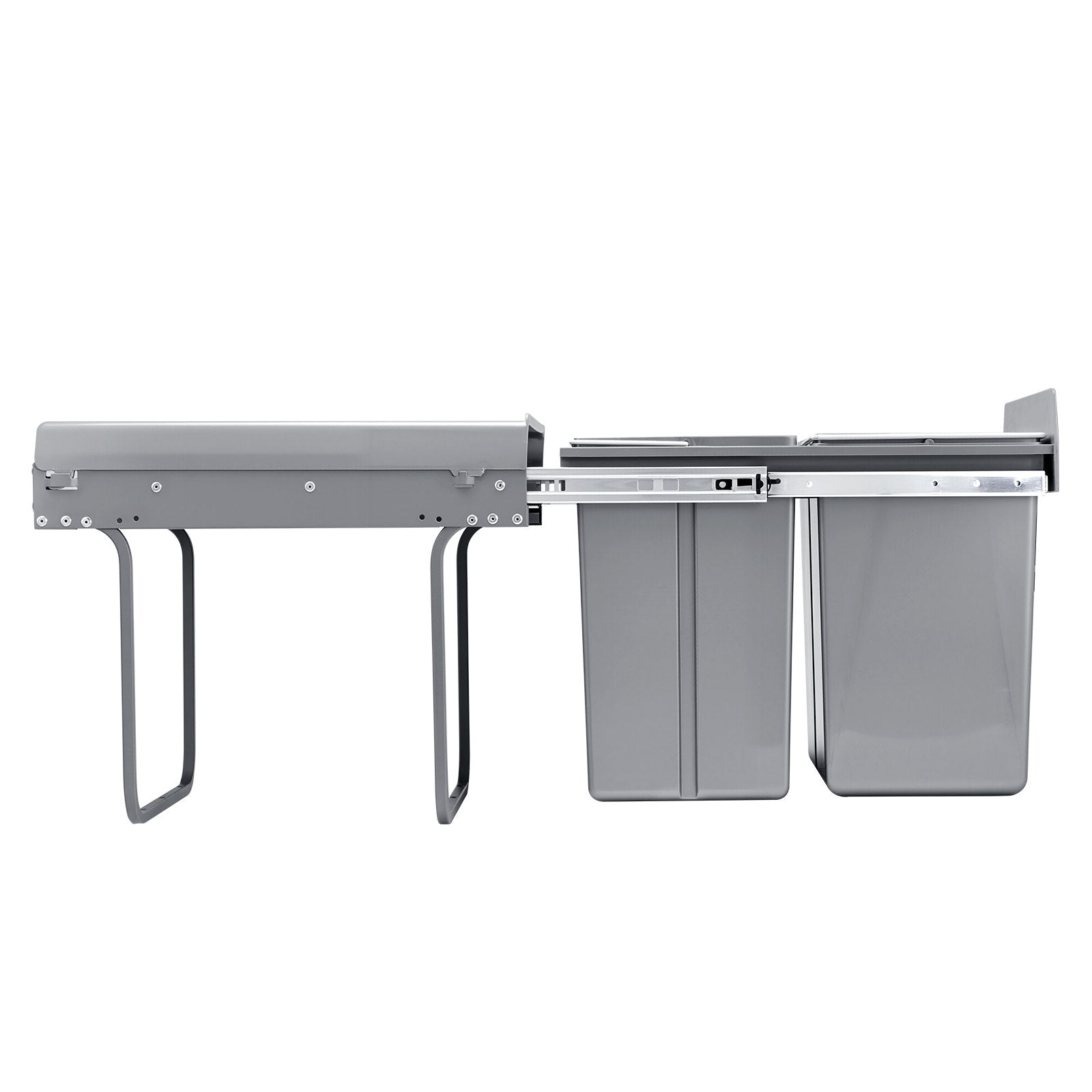 VEVOR Pullout Trash Can for Kitchen Cabinets, 20+10+10L Double Under Sink Garbage Waste Recycling Bin, Under Mount Waste Container, with Heavy Duty Metal Full Extension Sliding System and Handle