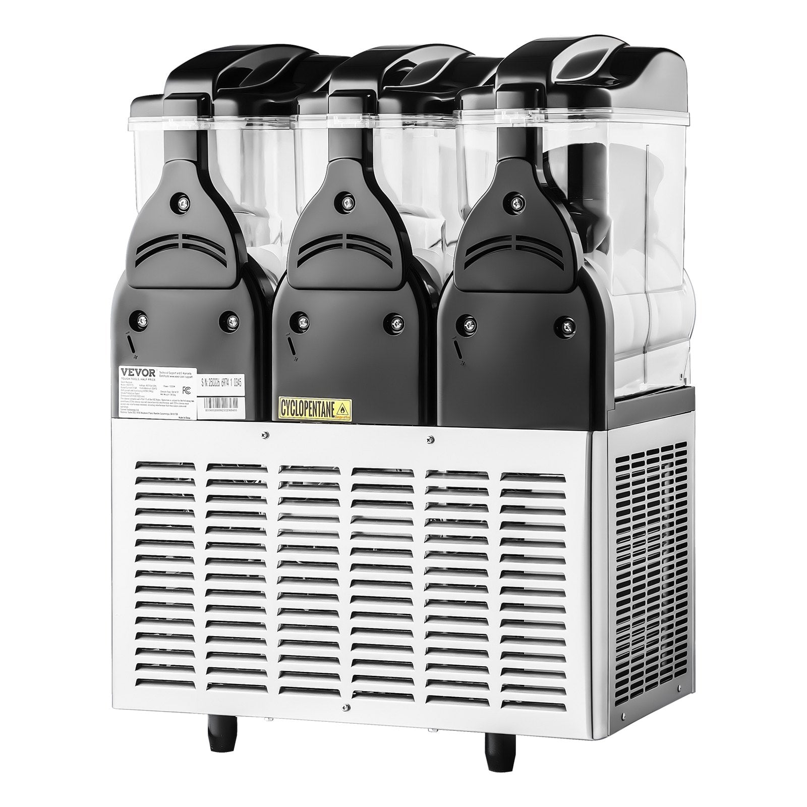 VEVOR Commercial Frozen Drink Maker, 15Lx3 Triple Tank Slushy Machine, 180 Cups Stainless Steel Margarita Smoothie Frozen Drink Machine, Slushie Maker for Home Party Restaurants Cafe Bars