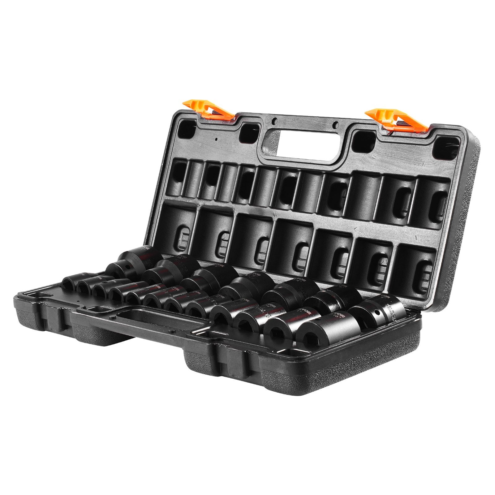 VEVOR Impact Socket Set 1/2 Inches 19 Piece Impact Sockets, Standard Socket Assortment, 1/2 Inches Drive Socket Set Impact Standard SAE 3/8 Inches to 1-1/2 Inches 6-point Hex Sockets