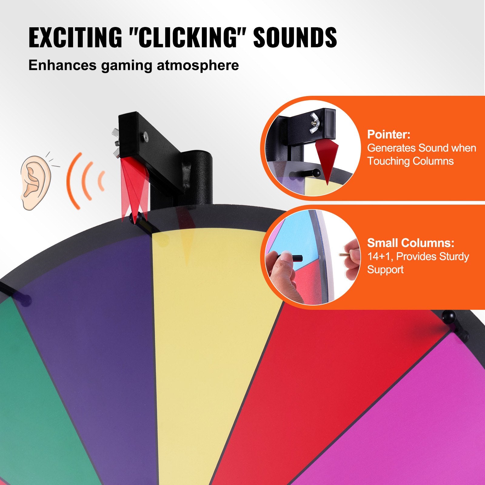 VEVOR 24 inch Spinning Prize Wheel, 14 Slots Spinning Wheel, Roulette Wheel with a Dry Erase and 2 Markers, Tabletop or Floor Standing Win Fortune Spin Games in Party Pub Trade Show Carnival