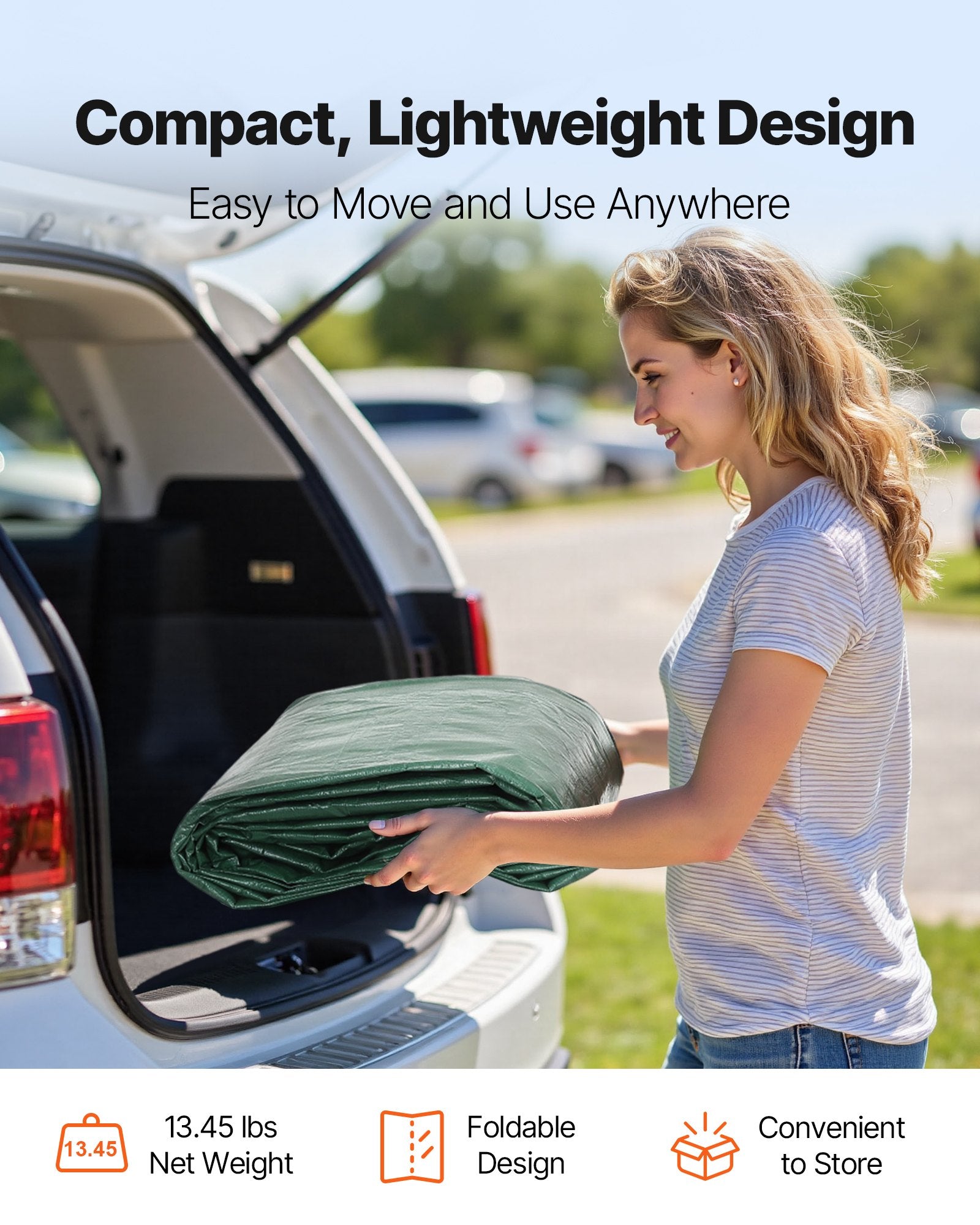 VEVOR Carport Replacement Canopy, 6 x 3 m Potable Garage Tent Top Tarp, UV-Resistant & Waterproof Car Shelter Tarp, Heavy Duty Car Port Cover with Ball Buggees, Dark Green, Frame Not Included