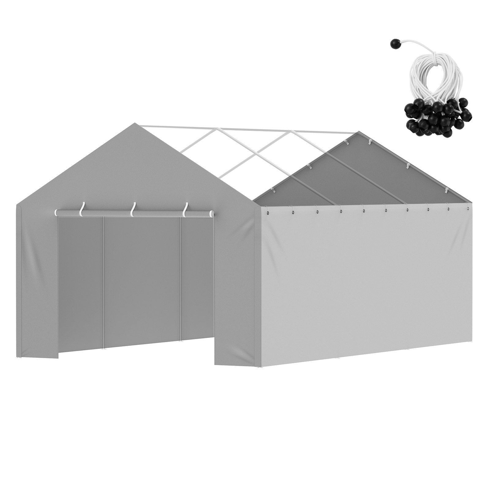 VEVOR Carport Replacement Canopy Cover Side Wall 6 x 3.6 m, Garage Tent Shelter Tarp Heavy-Duty Waterproof & UV Protected, Easy Installation with Ball Bungees,Grey Top and Frame Not Included