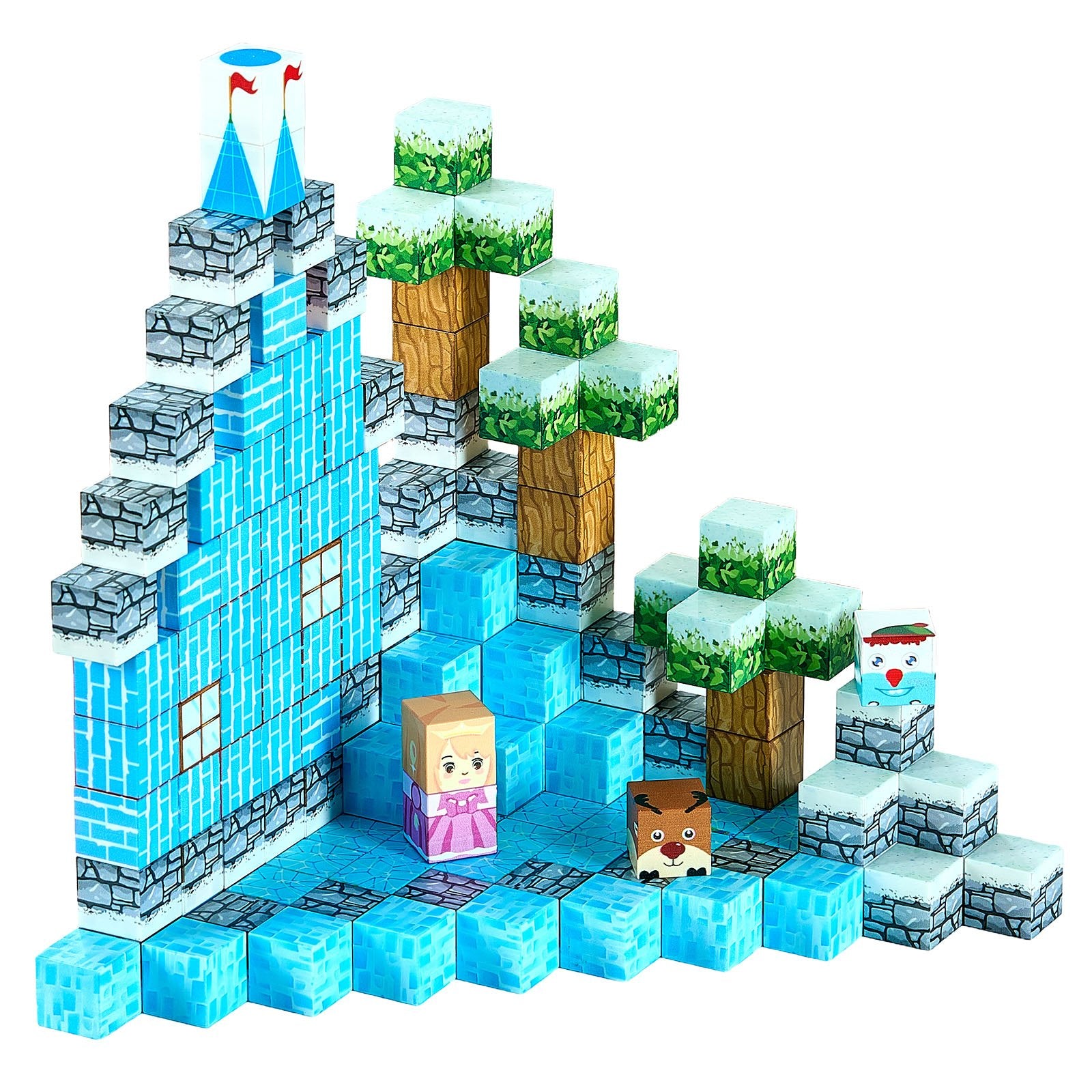 VEVOR Magnetic Blocks, 150 PCS Glacier Castle Set, Magnetic Building Cubes for Kids, STEM Montessori Sensory Toys for Christmas Birthday Gift, Construction Stacking Toy for 3+ Years Old Boys & Girls