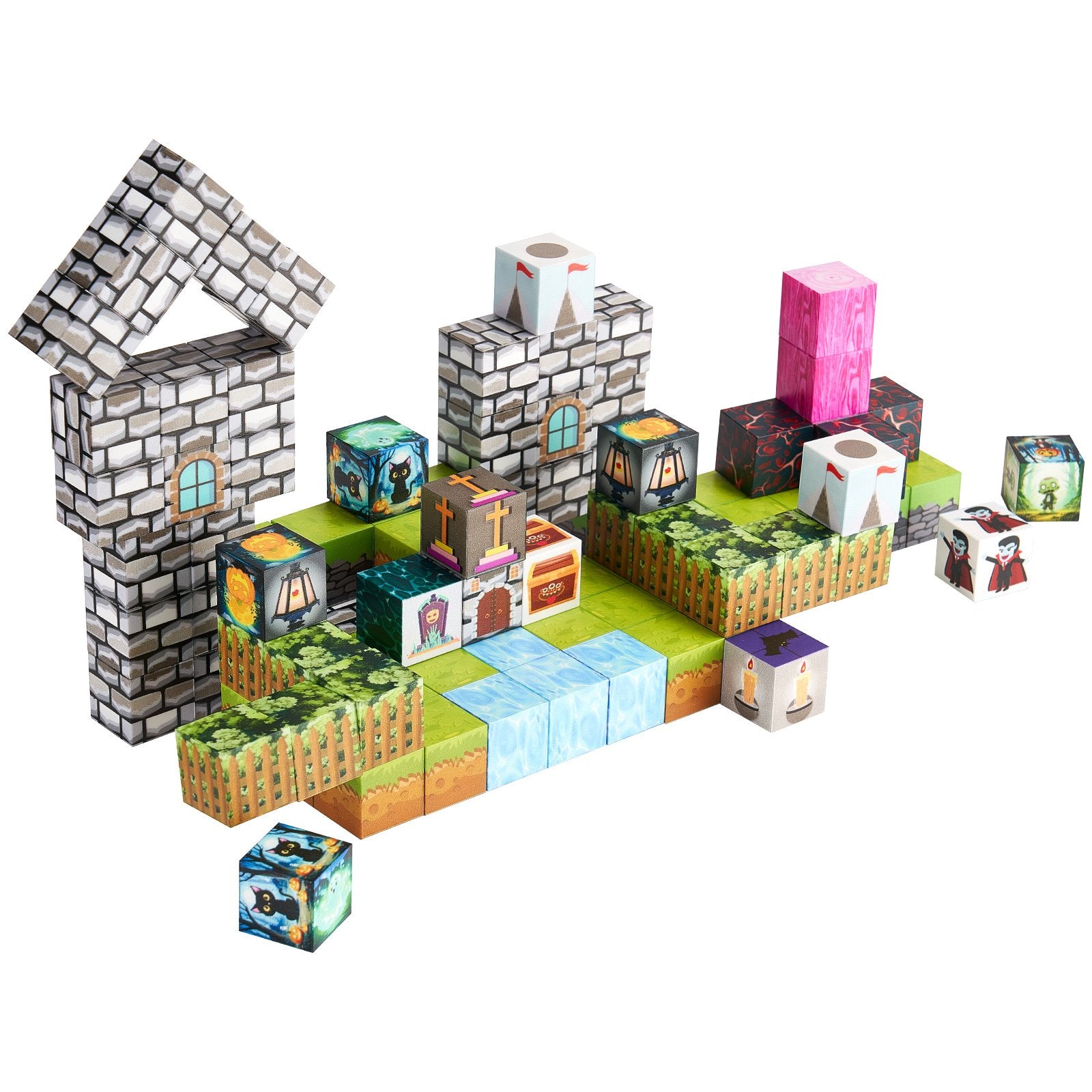 VEVOR Magnetic Blocks, 100 PCS Cemetery Zombies Set, Magnetic Building Cubes for Kids, STEM Montessori Sensory Toys for Christmas Birthday Gift, Construction Stacking Toy for 3+ Years Old Boys & Girls