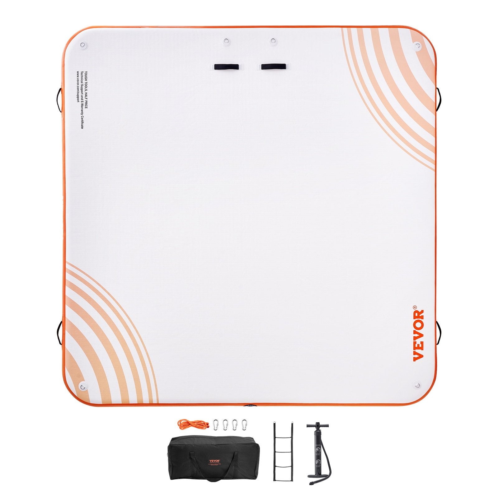 VEVOR Inflatable Floating Dock, 7 x 7FT Inflatable Dock Platform, Non-Slip Water Floating Dock Mat with Portable Carrying Bag & Detachable Ladder, Floating Platform Island Raft for Pool Beach Ocean