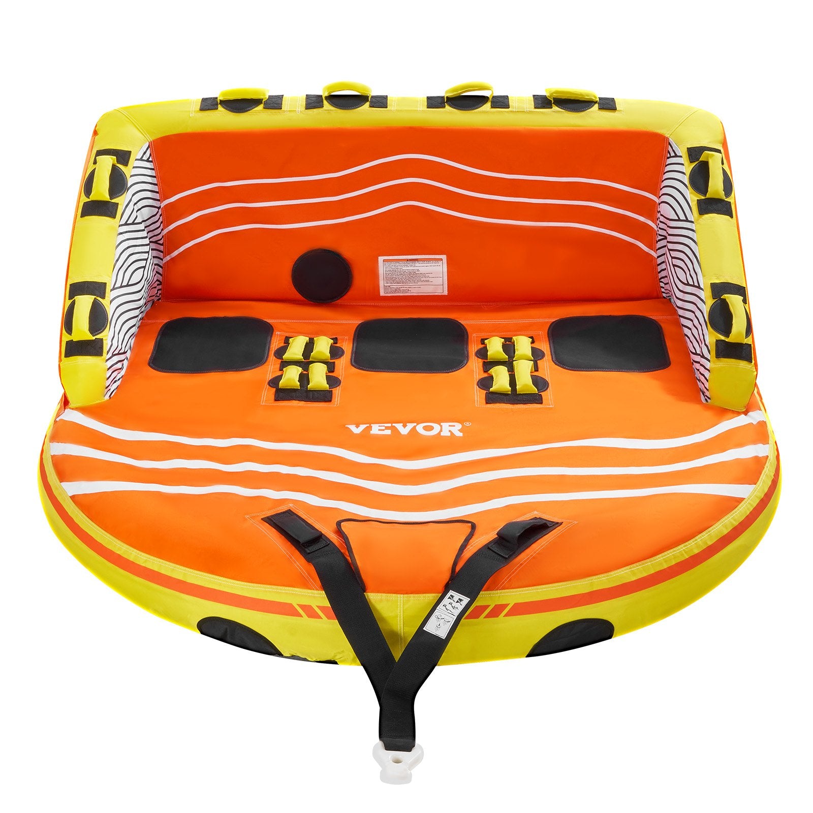 VEVOR Towable Tube for Boating, 1-3 Riders Inflatable Boat Tubes and Towables, 510lbs Water Sport Towable Tube for Boat to Pull - with Full Nylon Cover, 16 Grab Handles, Dual Tow Points & Safety Valve