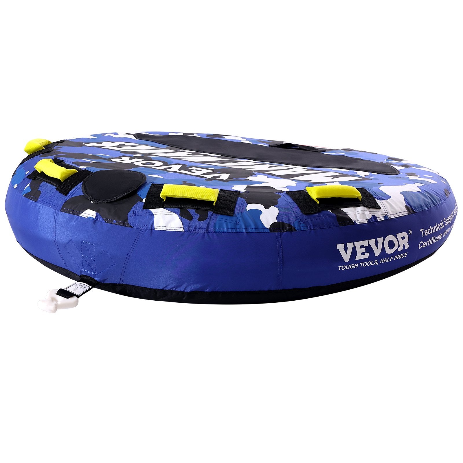 VEVOR Towable Tube for Boating, 1-2 Riders Inflatable Boat Tubes and Towables, 340 lbs, 51.8" Round Water Sport Towable Tube for Boat to Pull, Full Nylon Cover, EVA Grab Handles and Speed Safety Valve
