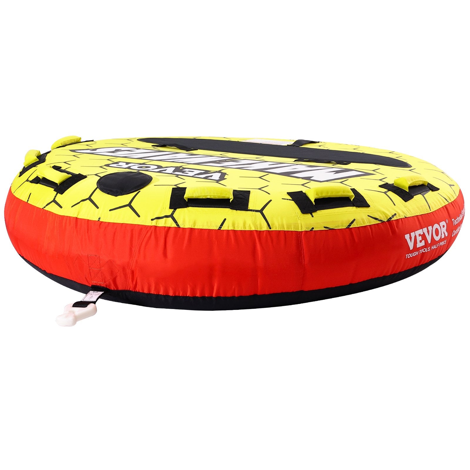 VEVOR Towable Tube for Boating, 1-3 Riders Inflatable Boat Tubes and Towables, 510 lbs, 63" Round Water Sport Towable Tubes for Boats to Pull, Full Nylon Cover, EVA Grab Handles and Speed Safety Valve