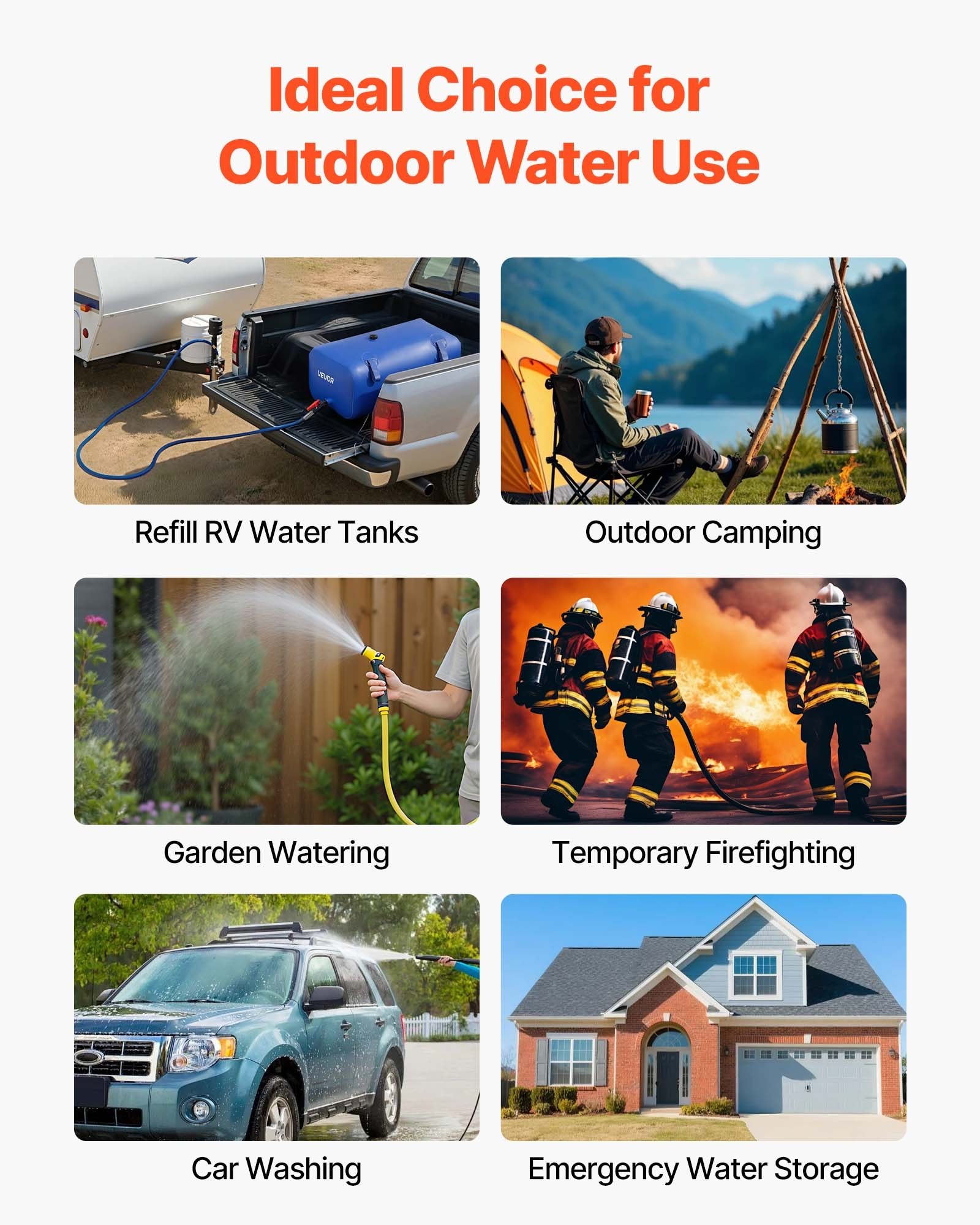 VEVOR Water Storage Bladder 113L Large Capacity Water Bag, Portable & Collapsible Soft Waters Container, Leakproof & Tear-Resistant PVC Emergency Waters Storage Tank for RV Truck & Outdoor Use