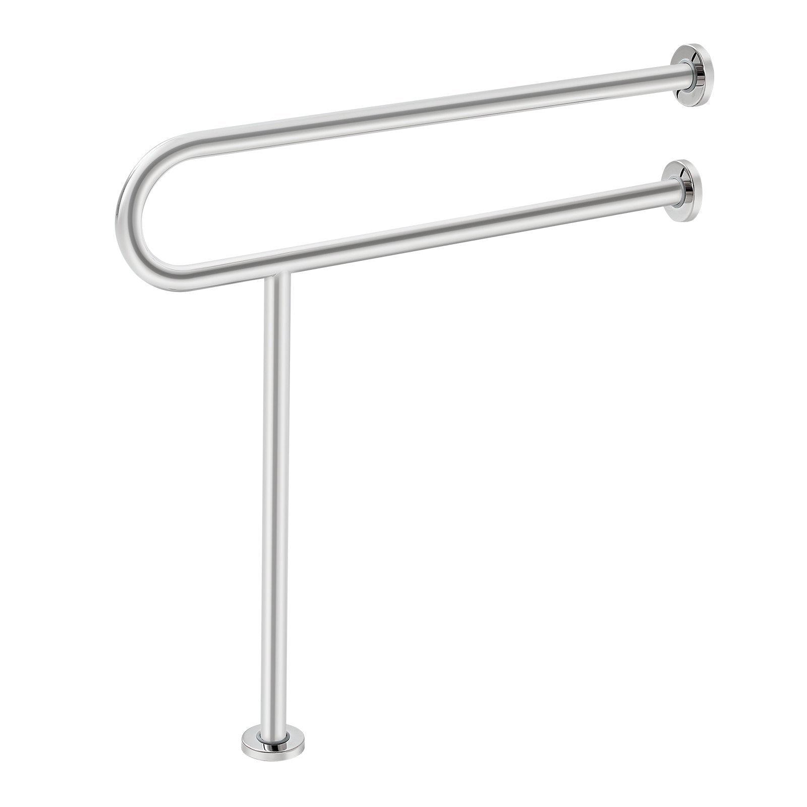 VEVOR Toilet Safety Rail, 80 cm U-Shaped Handicap Grab Bar, 304 Stainless Steel Senior Safety Pole, Toilet Grab Bars with Anti-Slip Handle, 136 kg Load Capacity Security Handrail with Support Leg