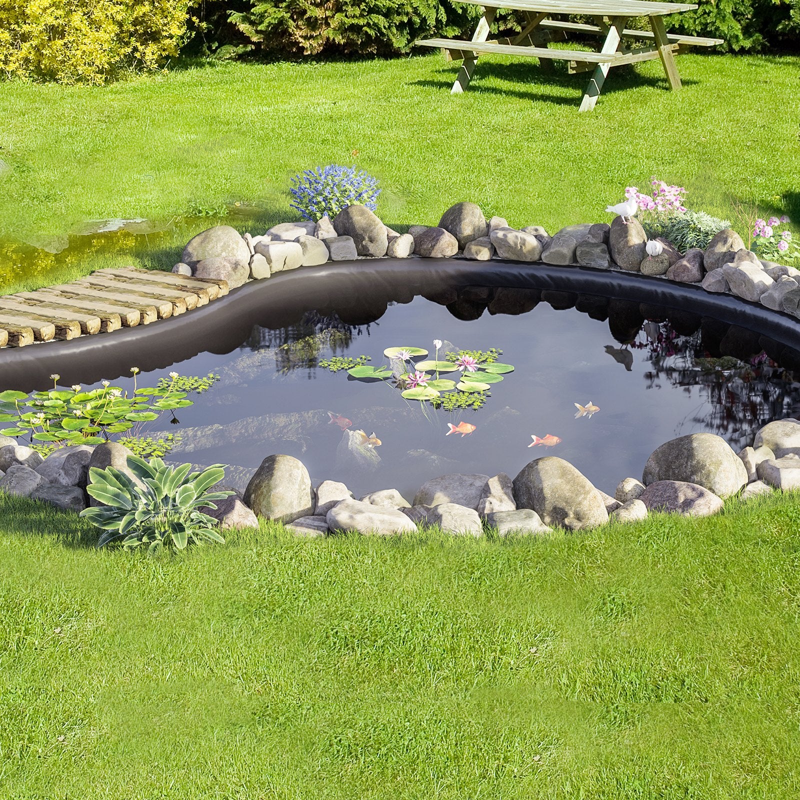 VEVOR Pond Liner Fish Liner 10 x 15 ft 45 Mil EPDM Easy Cutting Underlayment