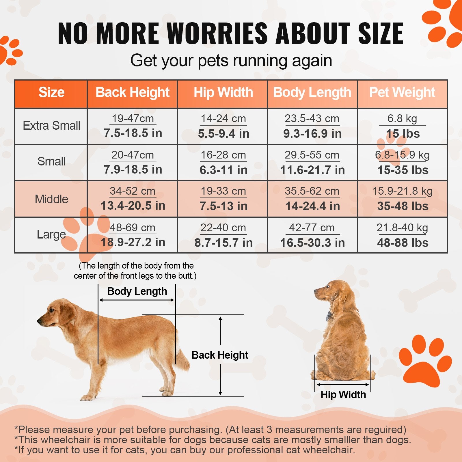 VEVOR 2 Wheels Dog Wheelchair for Back Legs, Pet Wheelchair Lightweight & Adjustable Assisting in Healing, Dog Cart/Wheelchair for Injured, Disabled, Paralysis, Hind Limb Weak Pet M