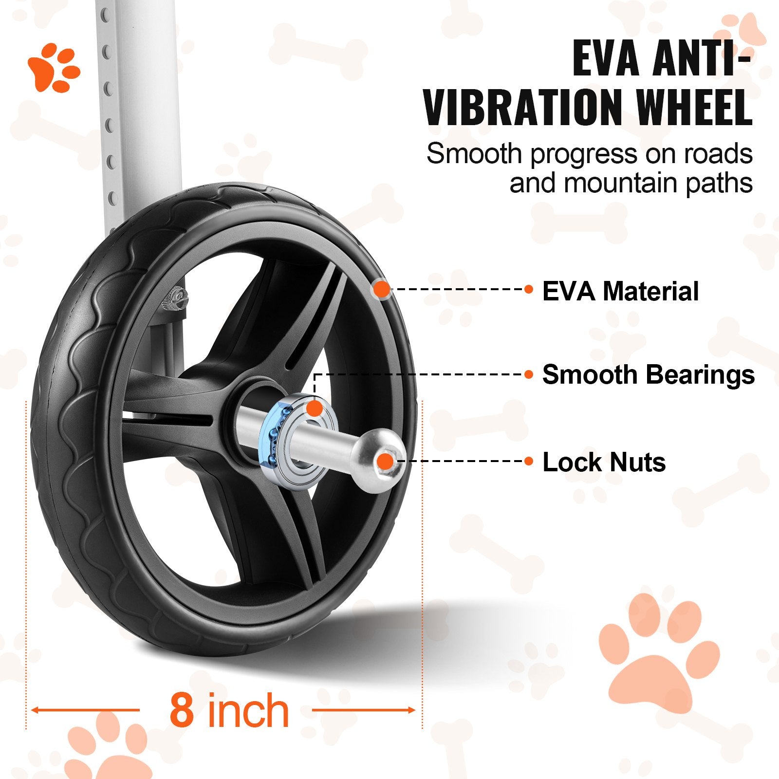 VEVOR 2 Wheels Dog Wheelchair for Back Legs, Pet Wheelchair Lightweight & Adjustable Assisting in Healing, Dog Cart/Wheelchair for Injured, Disabled, Paralysis, Hind Limb Weak Pet M