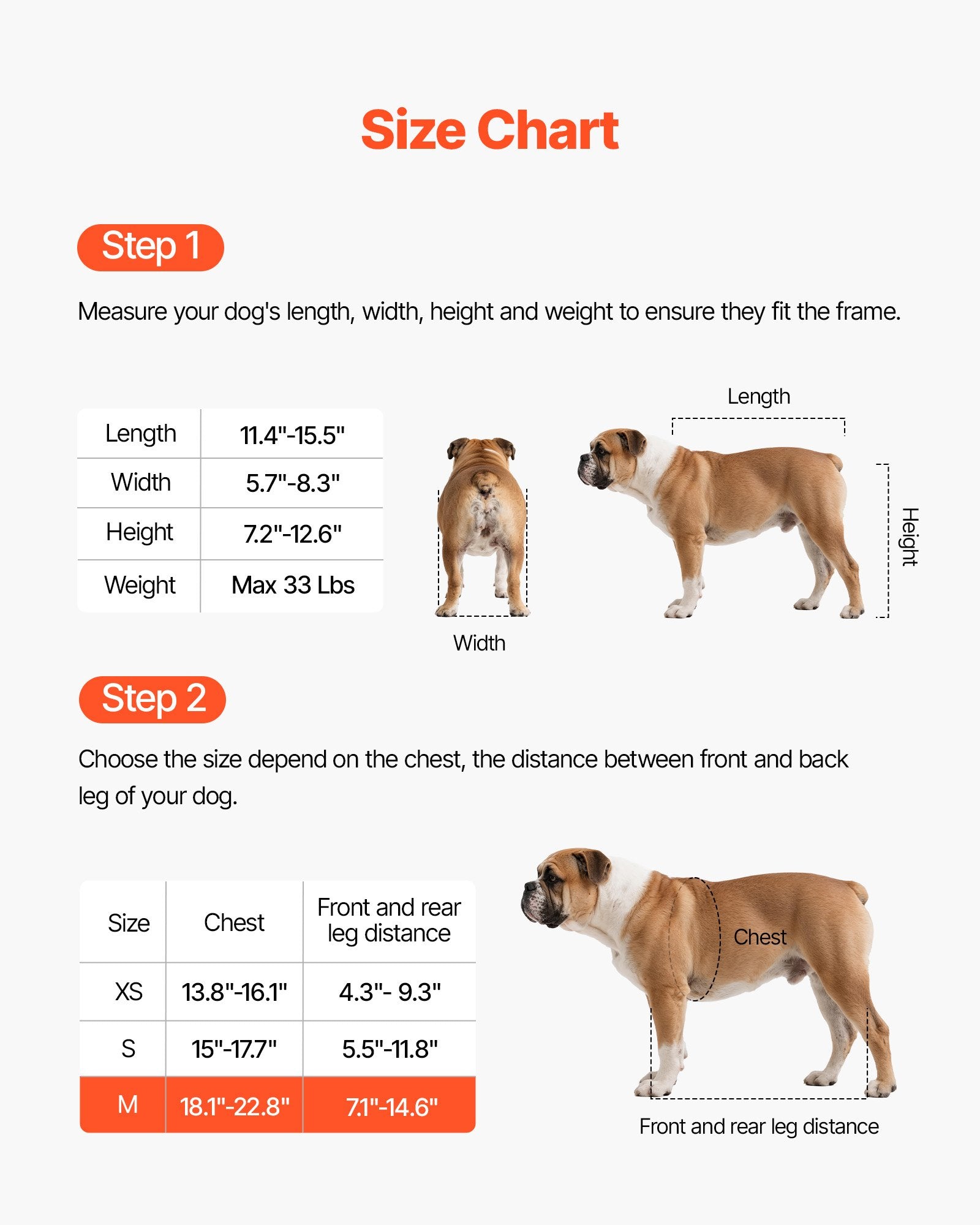 VEVOR Dog Wheelchair for Back Legs, Adjustable 2 Wheels Pet Wheelchair, Lightweight Dog Cart with Shock-Absorbing Wheels, Mobility Support Wheel Chair for Disabled Injured Dogs up to 15kg, Medium