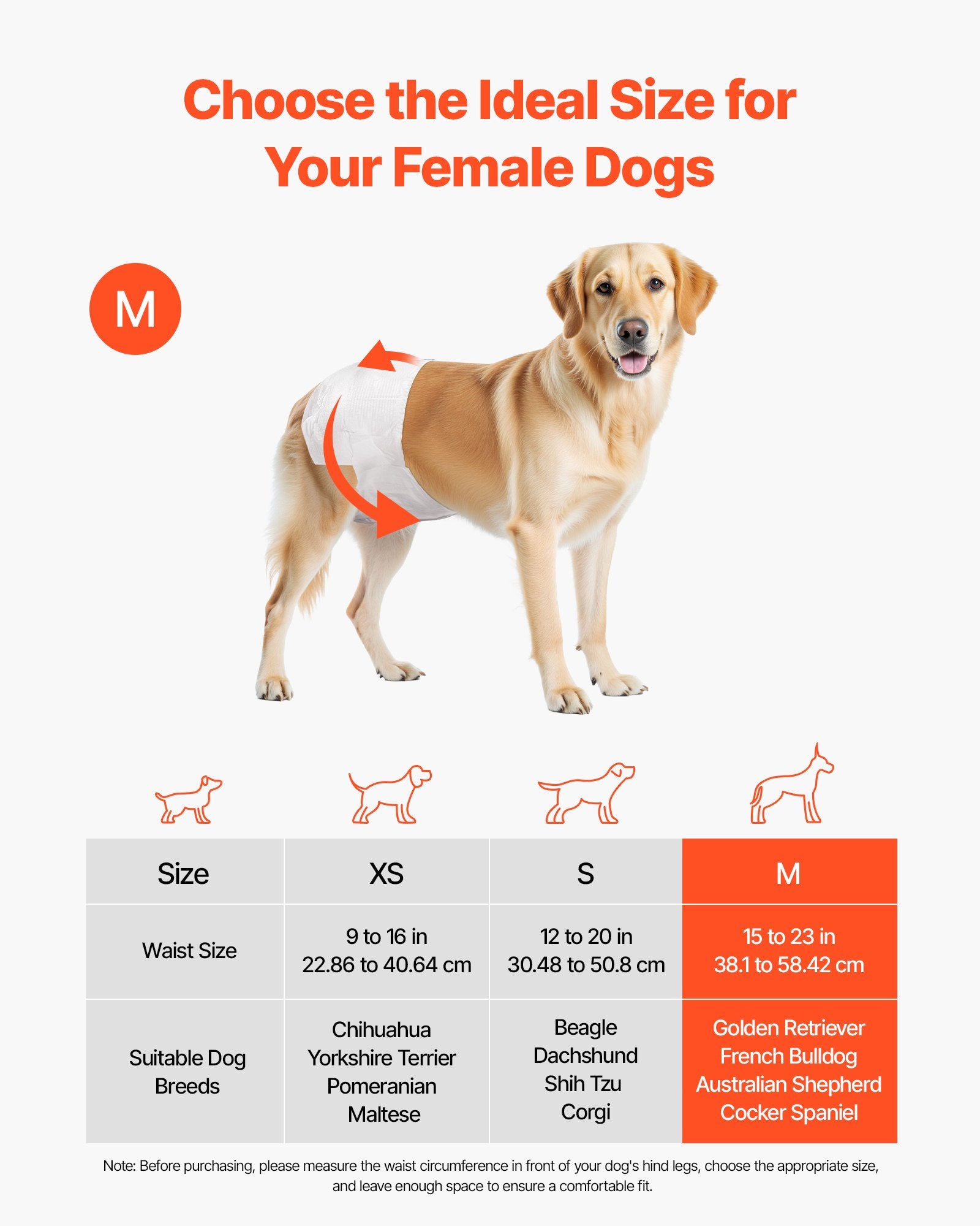 VEVOR Disposable Dog Diapers, Super Absorbent Female Dog Diapers, 360° Leak-Proof Female Doggy Pet Diaper with Wetness Indicator for Heat Period, Training, Incontinence - M, 144 Count 2 Packs of 72
