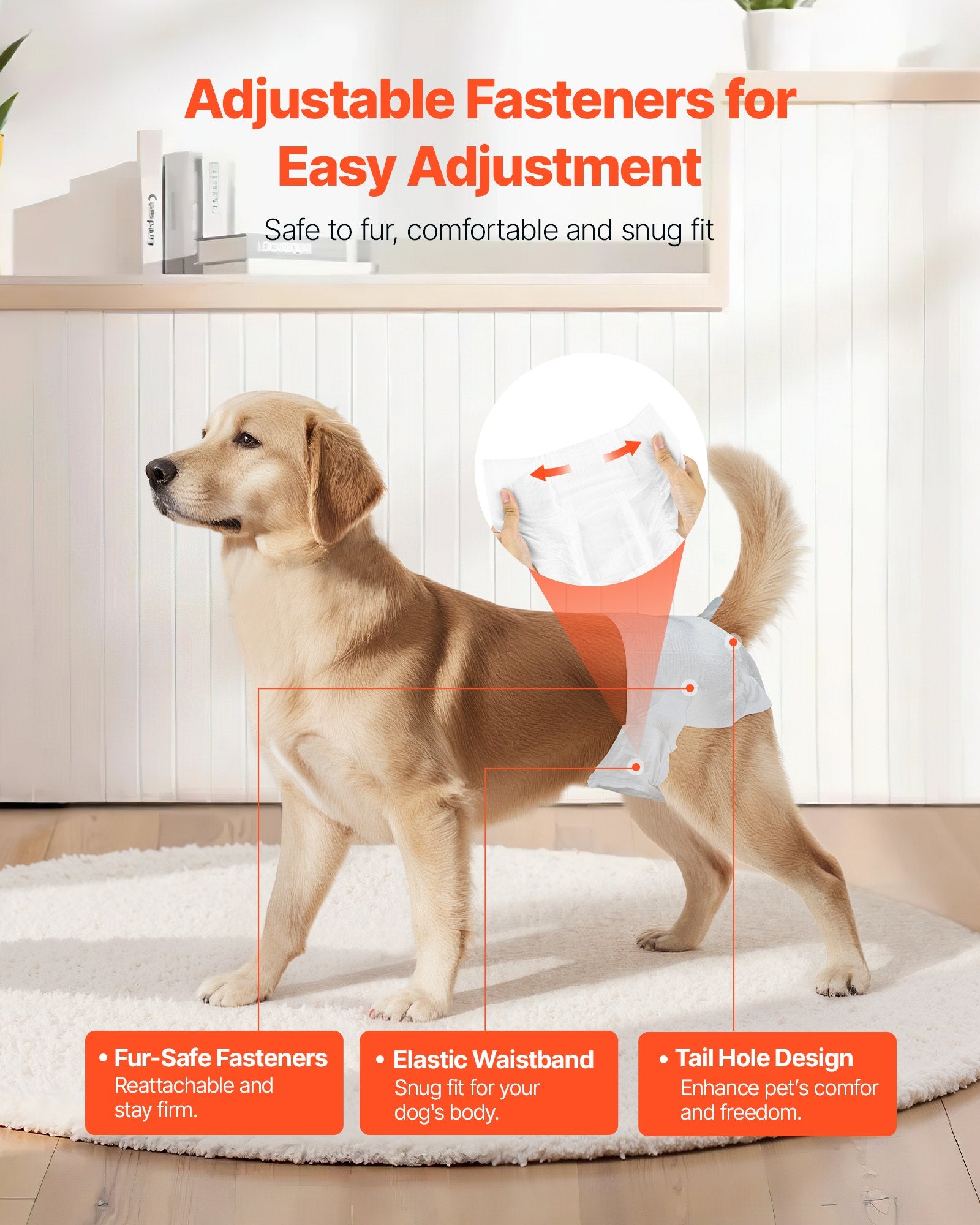 VEVOR Disposable Dog Diapers, Super Absorbent Female Dog Diapers, 360° Leak-Proof Female Doggy Pet Diaper with Wetness Indicator for Heat Period, Training, Incontinence - M, 144 Count 2 Packs of 72