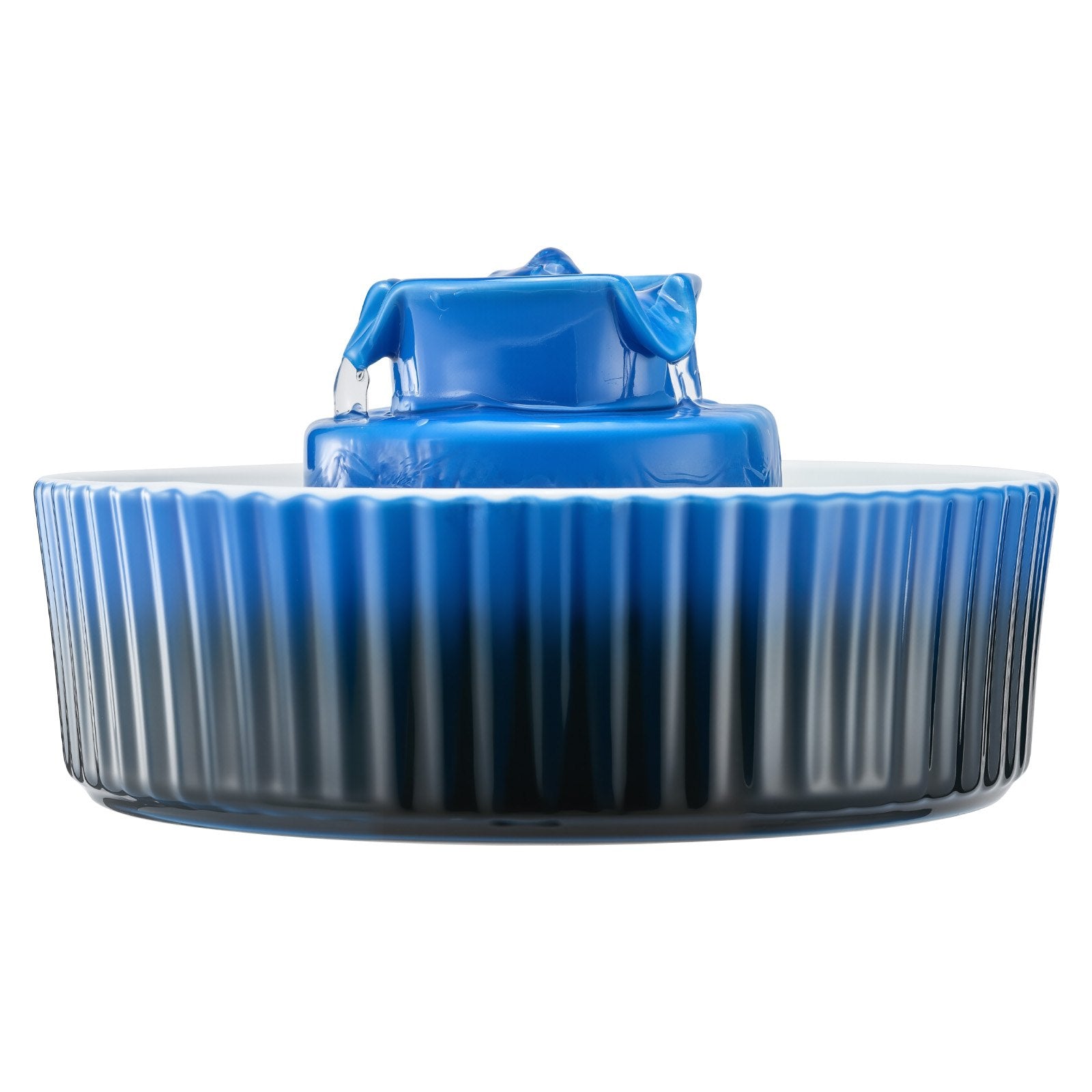 VEVOR Ceramic Cat Water Fountain, 2.1 L Cupcake Pet Fountain, Porcelain Cat Water Dispenser with Ultra-Quiet Pump, 360° Drinking Area and Multi-Layer Filtration System, for Cats & Dogs Drinking Blue