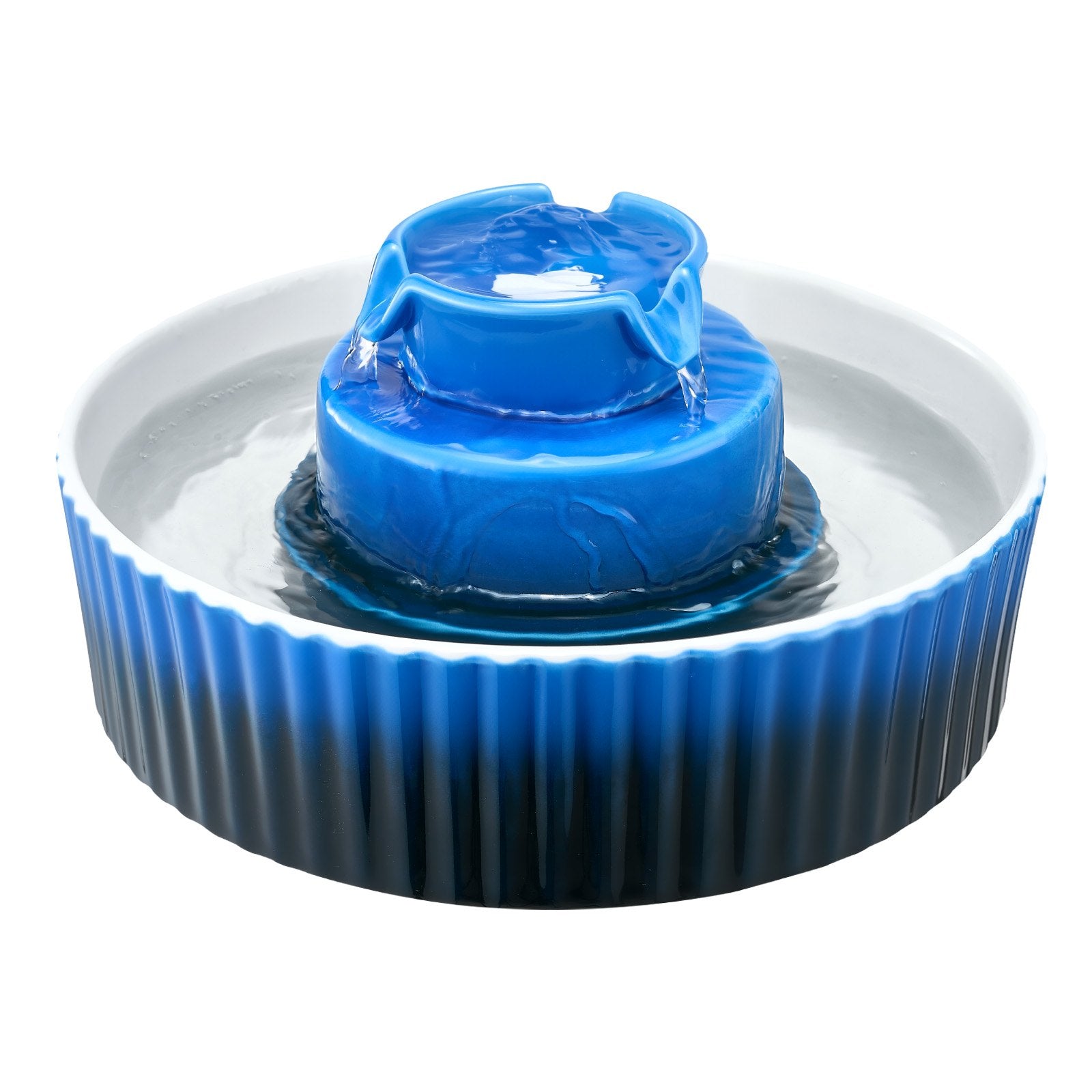 VEVOR Ceramic Cat Water Fountain, 2.1 L Cupcake Pet Fountain, Porcelain Cat Water Dispenser with Ultra-Quiet Pump, 360° Drinking Area and Multi-Layer Filtration System, for Cats & Dogs Drinking Blue