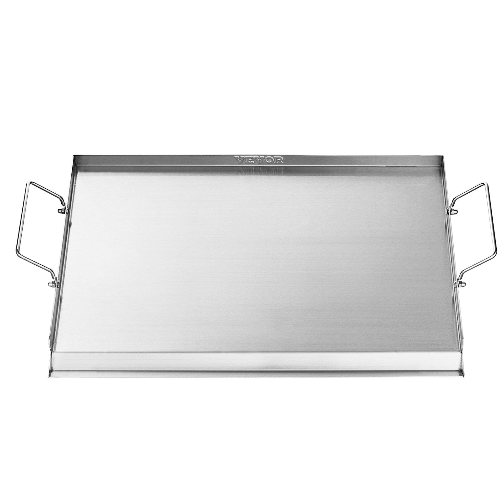 VEVOR Stainless Steel Griddle, 23x16 inch Universal Flat Top Rectangular Plate, Gas Grill Griddle for BBQ Grill, Teppanyaki, Portable Family Cookware with Handle, for Camping Tailgating Party