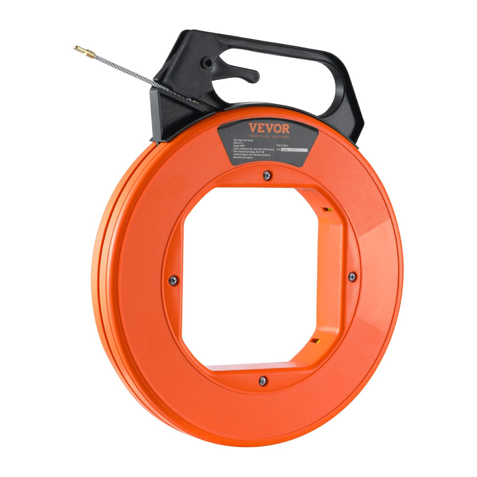 VEVOR Fish Tape, 100 ft, 3/16-inch, Fiberglass Wire Puller with Optimized Housing and Handle, Easy-to-Use Cable Puller Tool, Flexible Wire Fishing Tools for Wall and Electrical Conduit, Non-Conductive