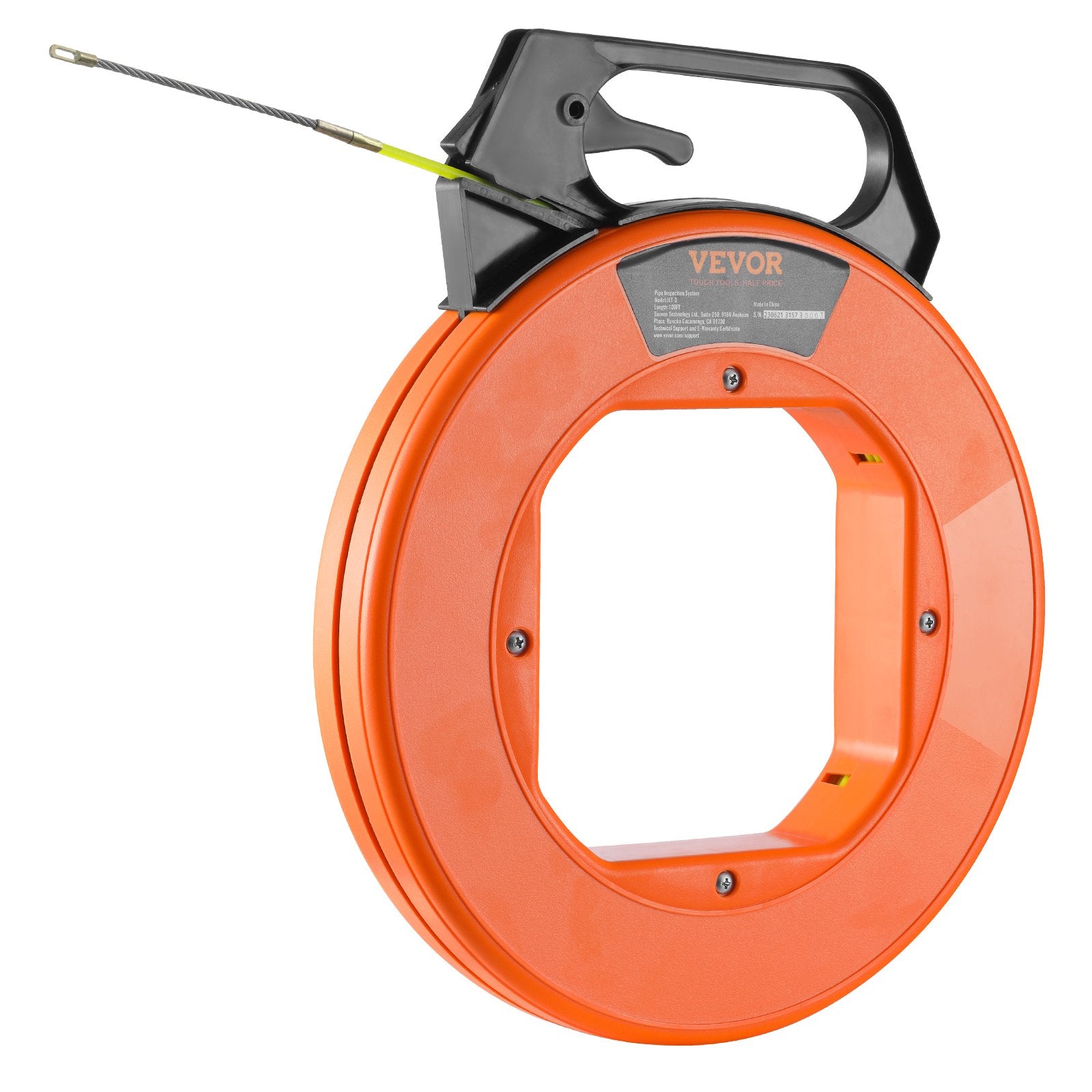 VEVOR Fish Tape, 100 ft, 3/16-inch, Fiberglass Wire Puller with Optimized Housing and Handle, Easy-to-Use Cable Puller Tool, Flexible Wire Fishing Tools for Wall and Electrical Conduit, Non-Conductive