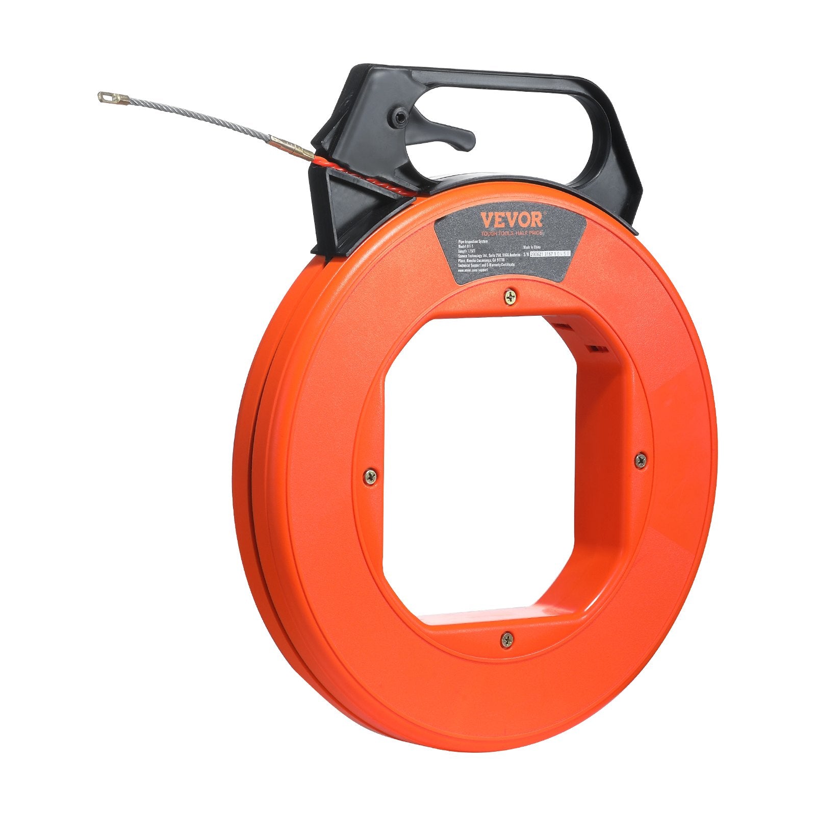 VEVOR Fish Tape, 38.1 m Length, 4.5 mm, PET Wire Puller with Optimized Housing and Handle, Easy-to-Use Cable Puller Tool, Flexible Wire Fishing Tools for Walls and Electrical Conduit, Non-Conductive