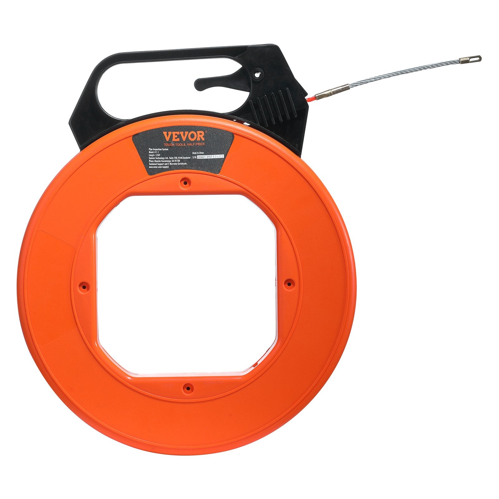 VEVOR Fish Tape, 38.1 m Length, 4.5 mm, PET Wire Puller with Optimized Housing and Handle, Easy-to-Use Cable Puller Tool, Flexible Wire Fishing Tools for Walls and Electrical Conduit, Non-Conductive
