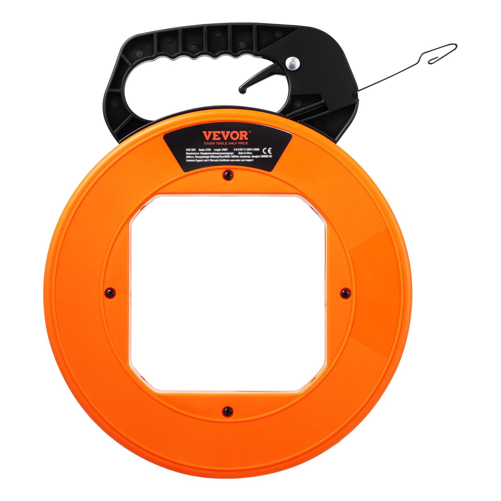 VEVOR Fish Tape, 36.58 m, 3 mm, Steel Wire Puller with Optimized Housing and Handle, Easy-to-Use Cable Puller Tool, Flexible Wire Fishing Tools for Walls and Electrical Conduit, Non-Conductive