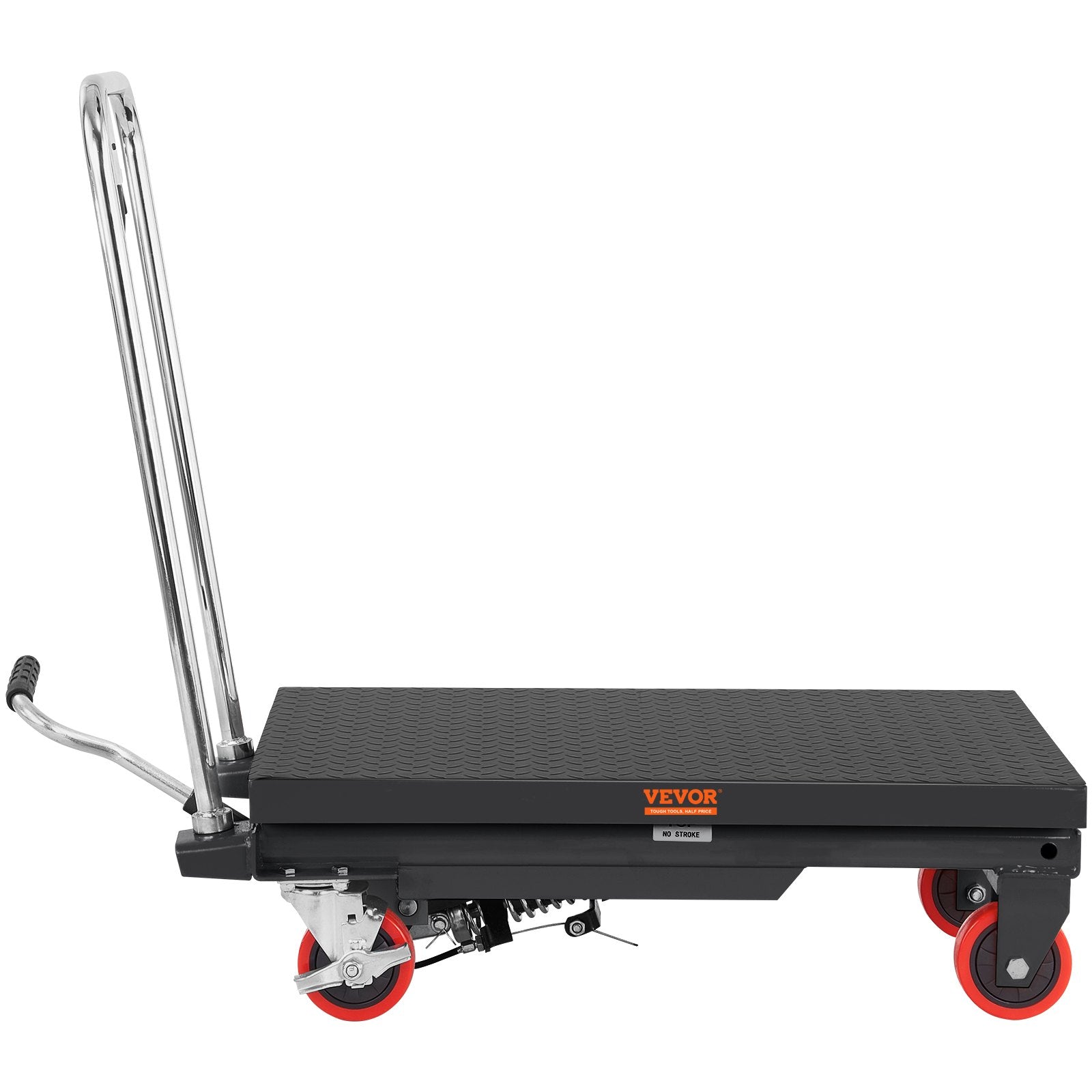 VEVOR Hydraulic Lift Table Cart, 330lbs Capacity 28.5" Lifting Height, Manual Single Scissor Lift Table with 4 Wheels and Non-slip Pad, Hydraulic Scissor Cart for Material Handling, Black