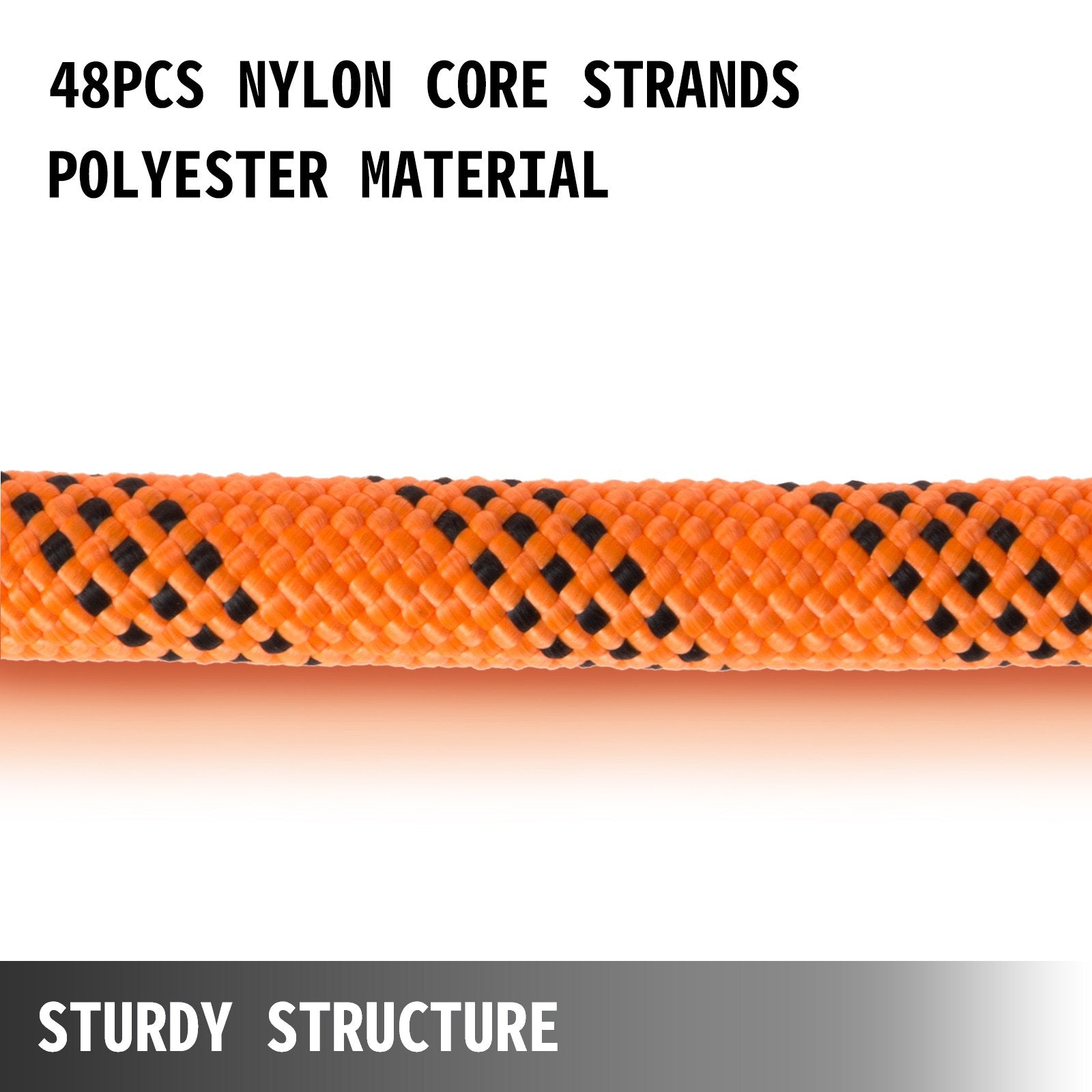 VEVOR 1.43cm Double Braid Polyester Rope 6096cm Nylon Pulling Rope 498.95kg High Force Polyester Load Sailing Rope 1.43cm-6096cm
