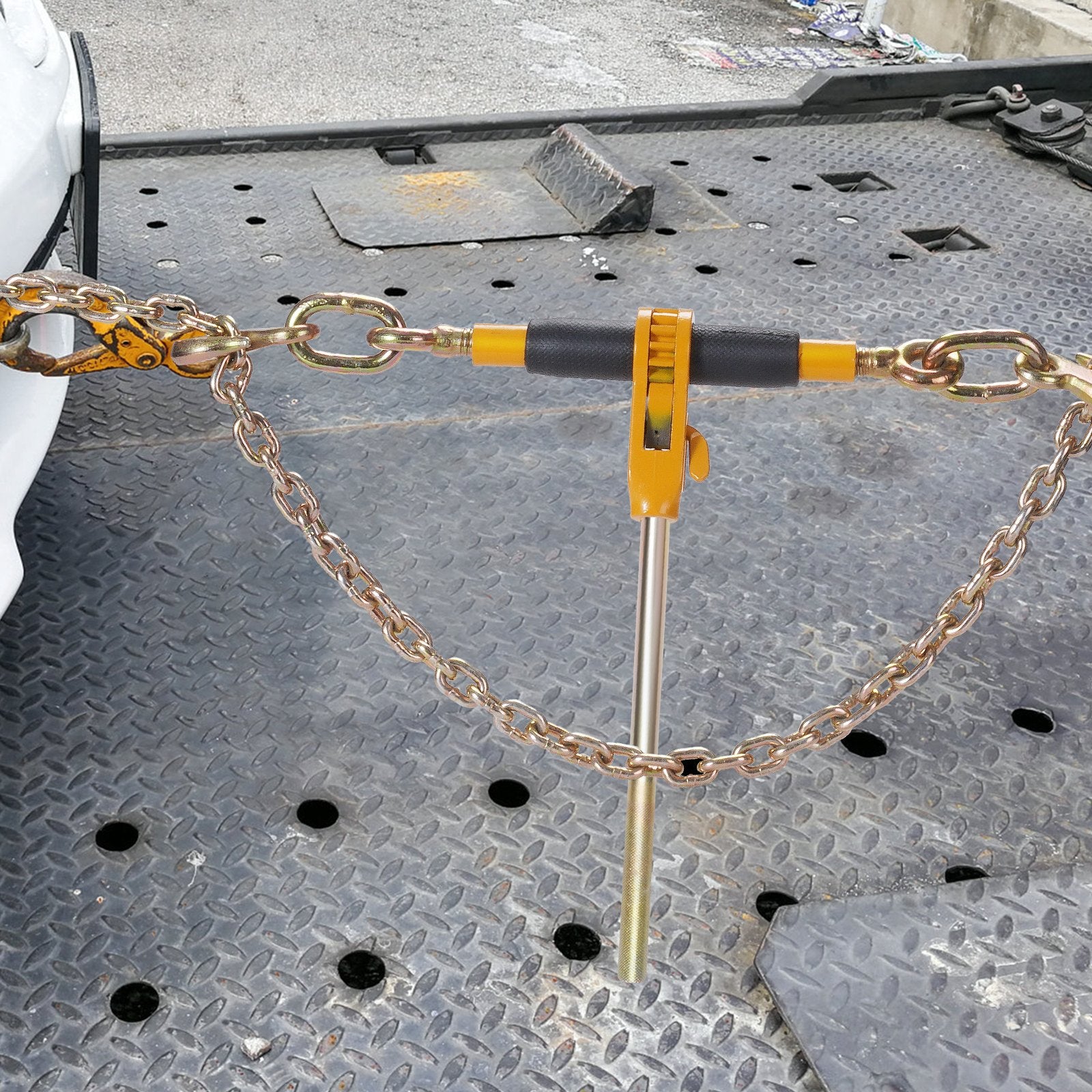 VEVOR Ratchet Chain Binder, 5/16"-3/8" Heavy Duty Load Binders with G80 Chains, 7100 lbs Secure Load Limit, Labor-saving Anti-skid Handle, Tie Down Hauling Chain Binders for Flatbed Truck Trailer, 2 P