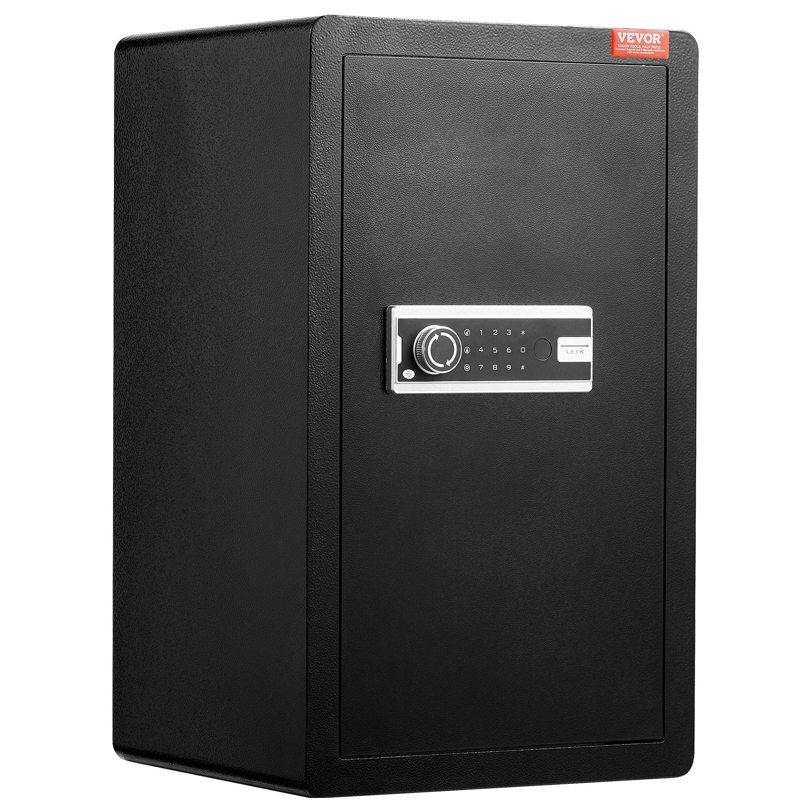 VEVOR Single Door 4.0 cu.ft Safe Box with Key Lock & Password, Safe Lock Box with Fireproof Bag, Key Rack, LED Light, 2 Shelves, and 1 Cabinet for Money, Documents, Jewelry, and Valuables, Black