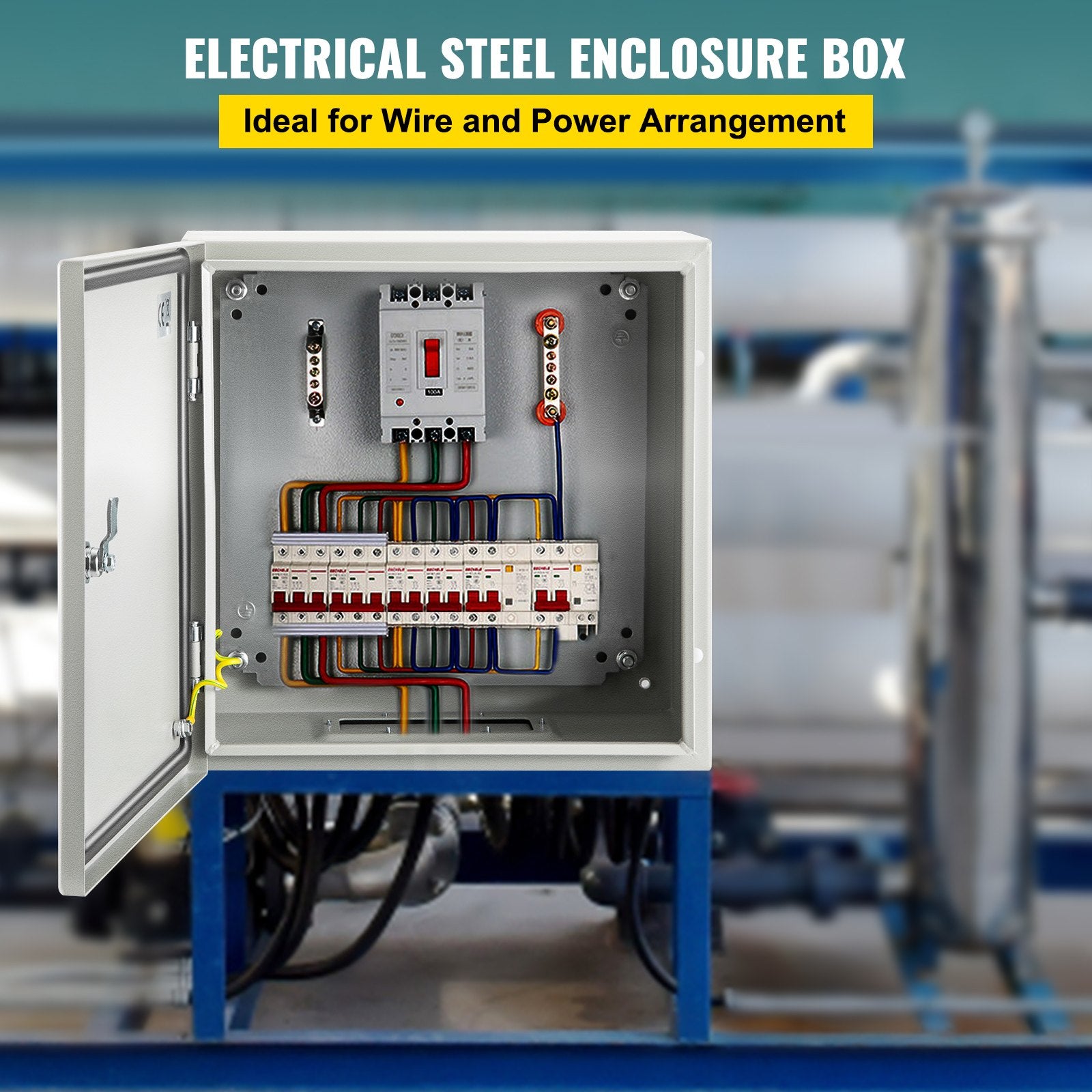 VEVOR NEMA Steel Enclosure, 12 x 12 x 6''steel electrical box electrical enclosur NEMA 4X Steel Electrical Box, IP66 Waterproof & Dustproof, Outdoor/Indoor Electrical Junction Box, with Mounting Plat
