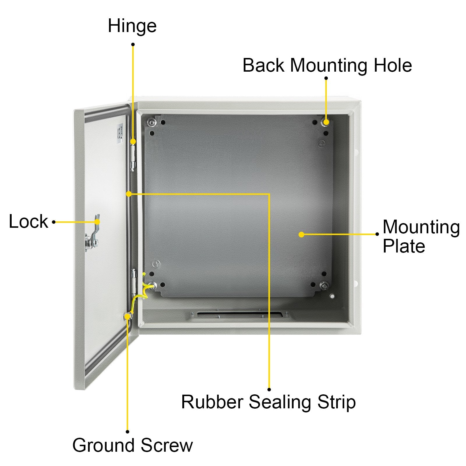 VEVOR NEMA Steel Enclosure, 12 x 12 x 6''steel electrical box electrical enclosur NEMA 4X Steel Electrical Box, IP66 Waterproof & Dustproof, Outdoor/Indoor Electrical Junction Box, with Mounting Plat