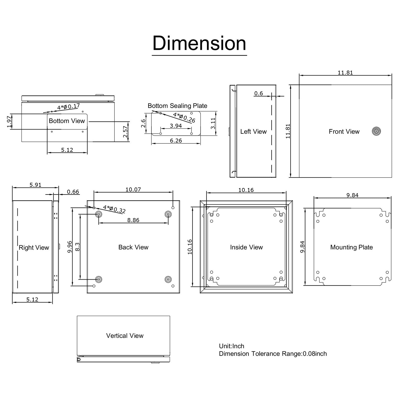 VEVOR NEMA Steel Enclosure, 12 x 12 x 6''steel electrical box electrical enclosur NEMA 4X Steel Electrical Box, IP66 Waterproof & Dustproof, Outdoor/Indoor Electrical Junction Box, with Mounting Plat