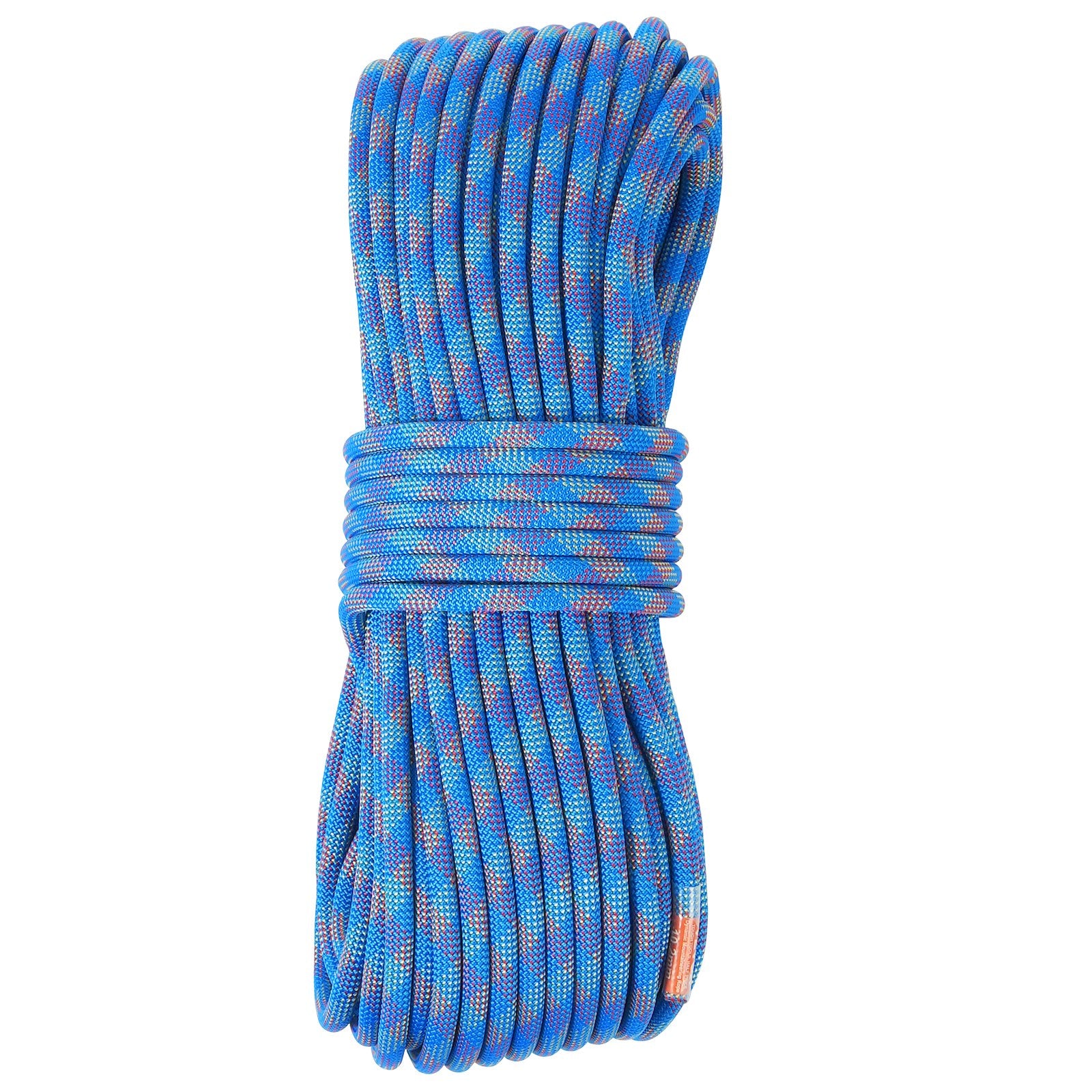 VEVOR 10.2mm Dynamic Climbing Rope, 50M 164ft Outdoor Rock Climbing Rope 25KN Breaking Tension, Stretchable Fiber Rope with Steel Snap Hooks for Escape, Rappelling, Fire Rescue, Blue