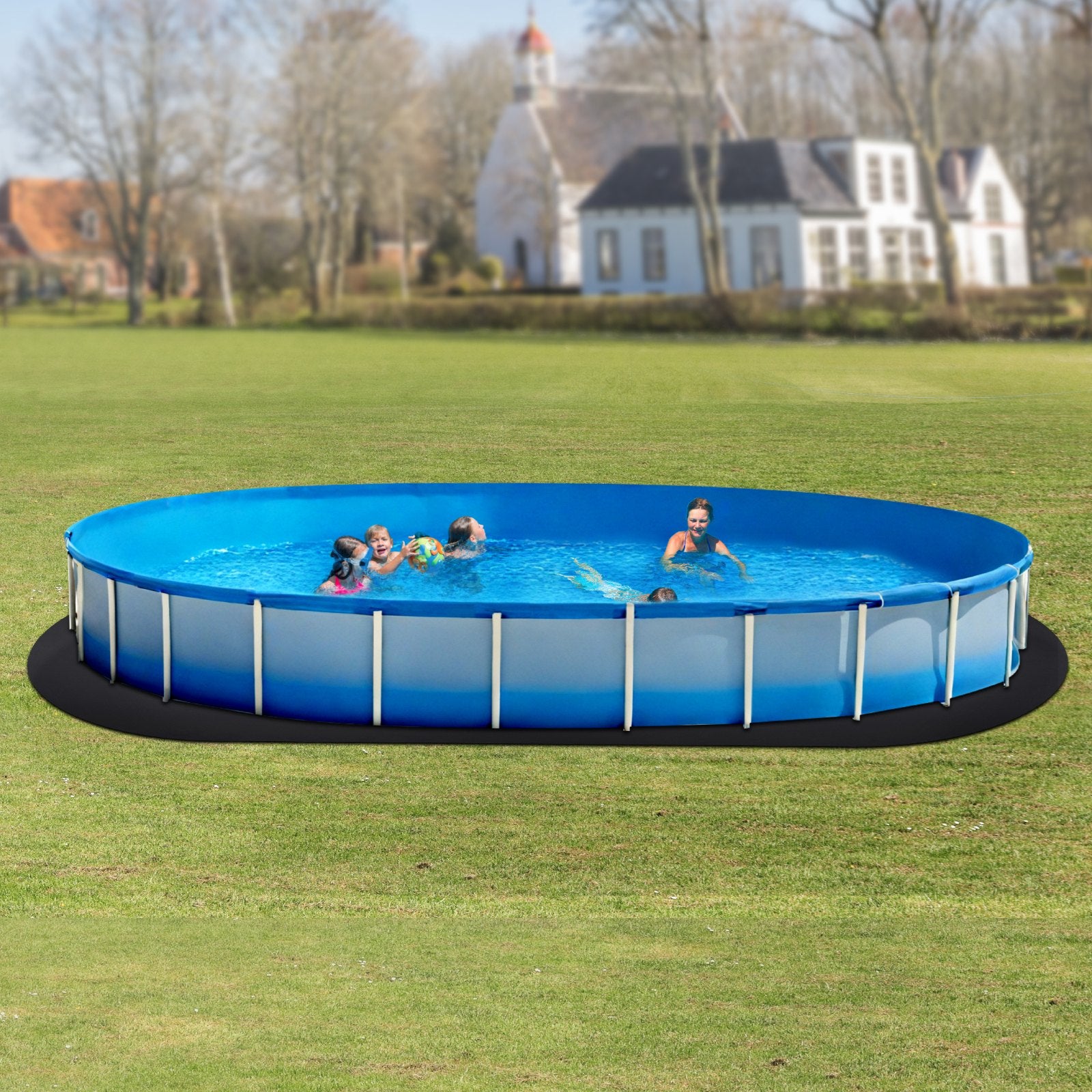 VEVOR Oval Pool Liner Pad, 15 x 30 ft Pool Liner Pad for Above Ground Swimming Pools, Extra-Thick Pool Mat, Prevents Punctures, Recycled Geotextile Material Underlayment Pad, Extend Liner Life
