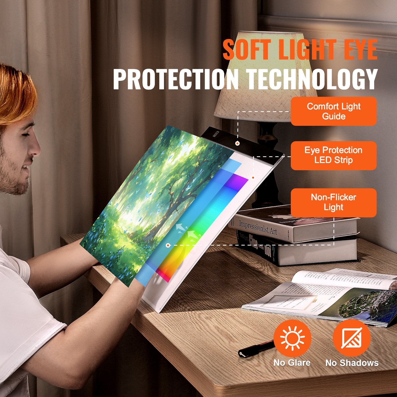 VEVOR Light Board, B4 LED Light Pad Ultra-Thin Portable Light Box, USB Powered Light Table for Art Tracing, Light Box for Diamond Painting, Animation, Sketching, Drawing, Stenciling, Artists Black
