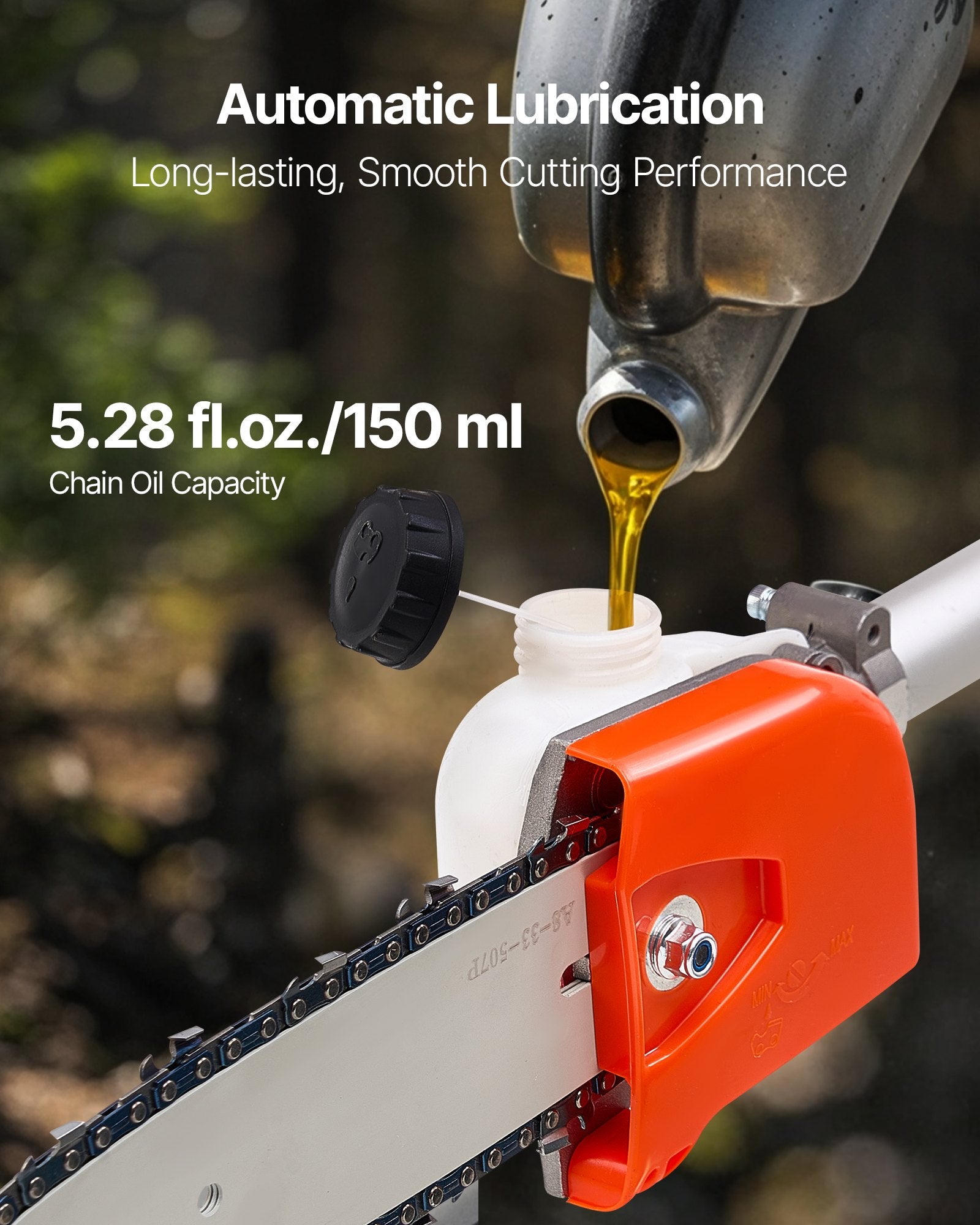 VEVOR Gas Pole Saw, 33CC 2 Stroke Gas Powered Pole Saws with 20.3 cm Cutting Bar, Cordless Tree Trimmer with 850ml Fuel Tank, 2 to 3.5 m Extendable, Powerful Chainsaw for Tree Trimming Pruning