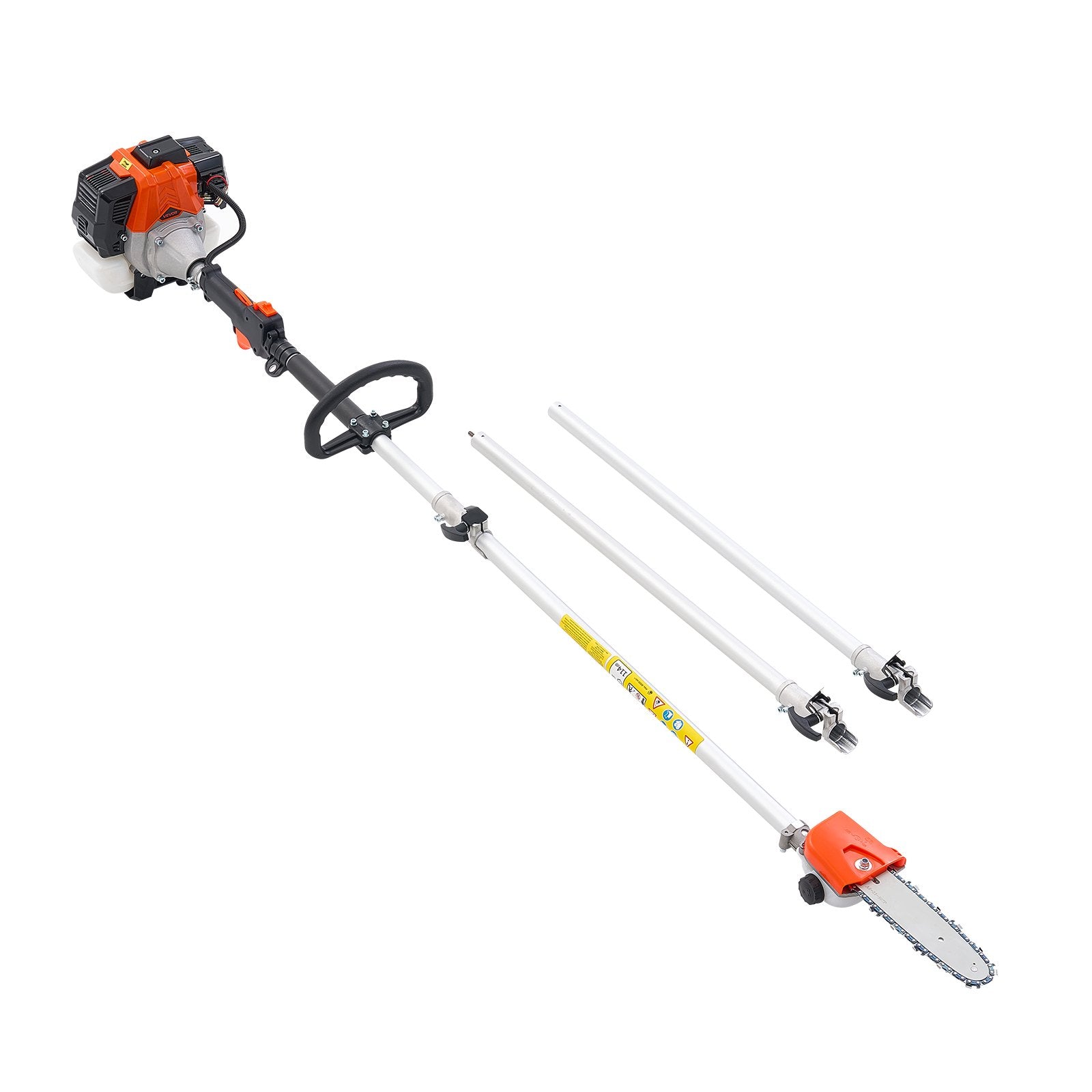 VEVOR Gas Pole Saw, 33CC 2 Stroke Gas Powered Pole Saws with 20.3 cm Cutting Bar, Cordless Tree Trimmer with 850ml Fuel Tank, 2 to 3.5 m Extendable, Powerful Chainsaw for Tree Trimming Pruning